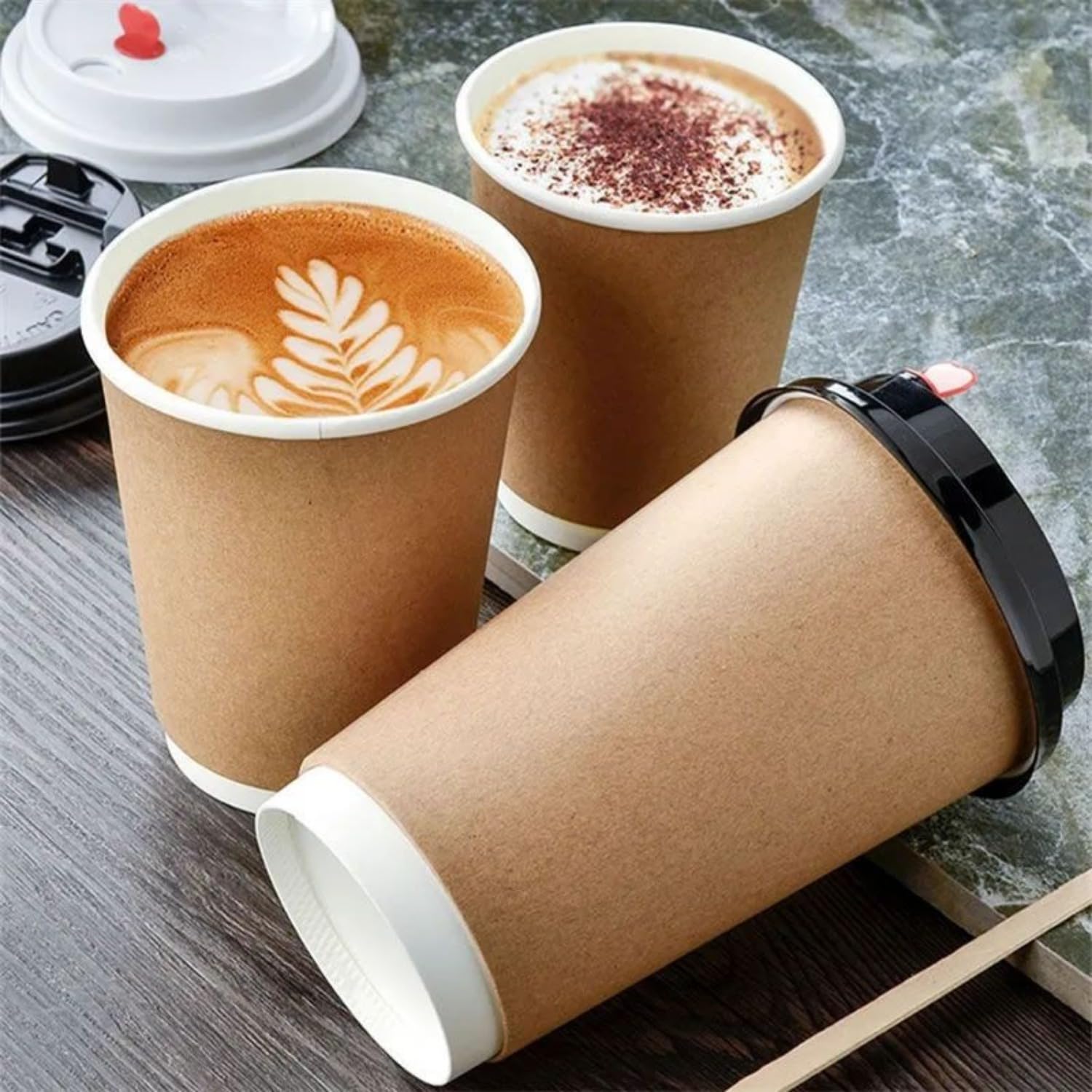 Amazon | 50個入/100個入 紙コップ 使い捨て 蓋つき 二重クラフト