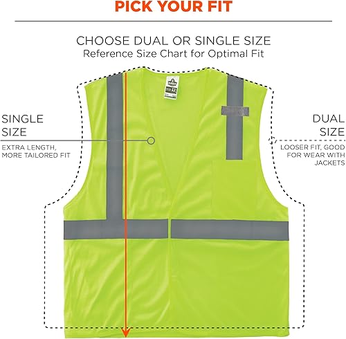 Miniatura 7 de Ergodyne GloWear - Chaleco de seguridad reflectante de alta visibilidad, cierre de gancho y bucle