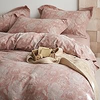 Vista 16 de VM VOUGEMARKET - Juego de funda de edredón floral rosa, Queen, 3 piezas, ropa de cama de algodón para niñas estilo campestre romántico, con cierre