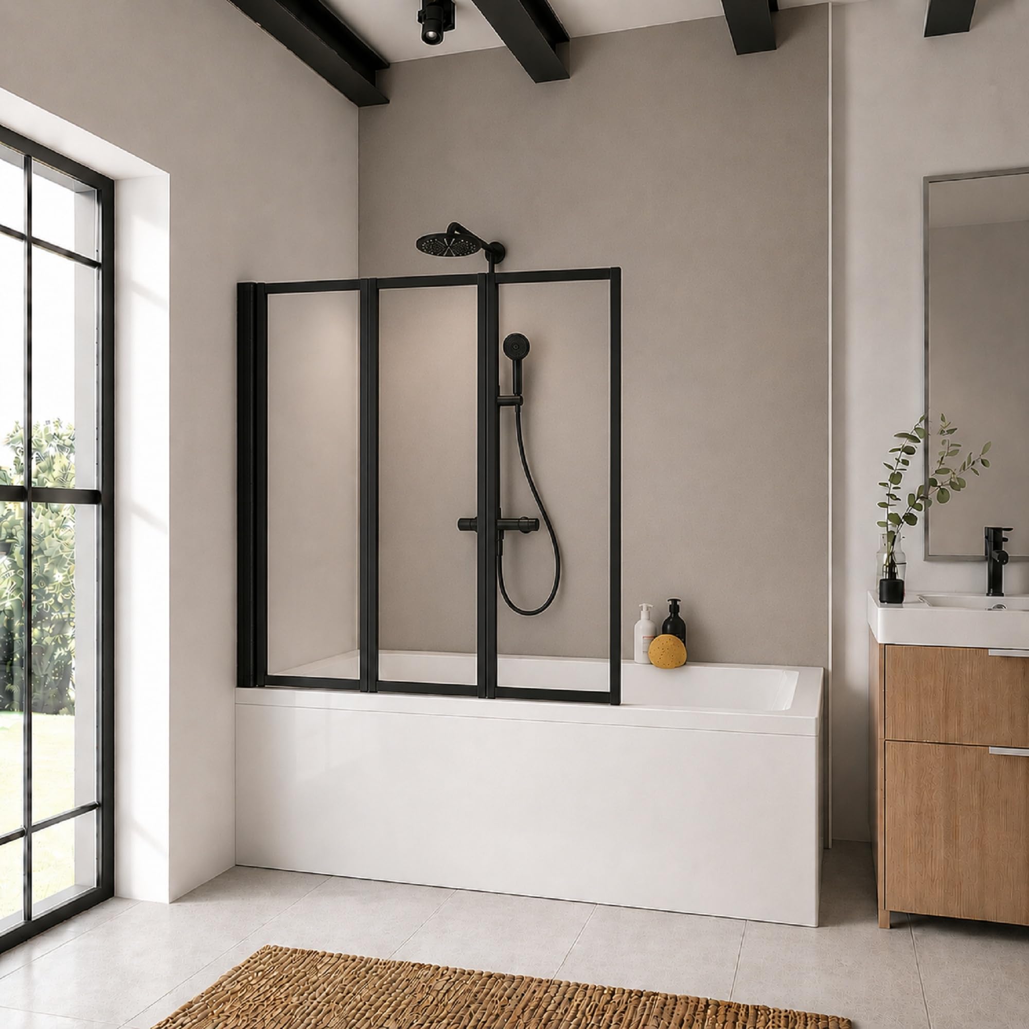 Pare-baignoire Schulte noir pour douche moderne sans travaux dans la salle de bain