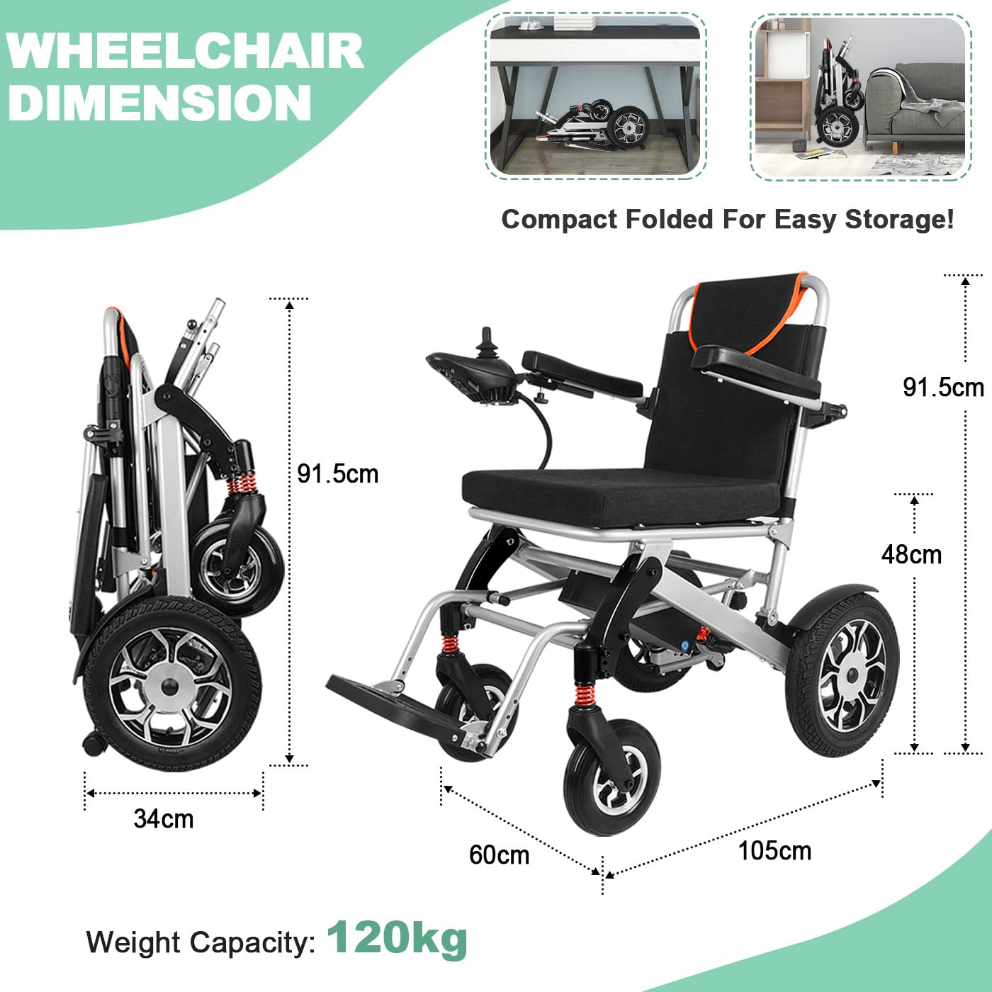 Silla de Ruedas Eléctrica Liviana Plegable Power Mobility Peso de la Silla de Ruedas de Solo 58 Lb con Neumáticos Traseros de 12"Soporte Más Estable Motores Duales de 220 Lb Y Batería de Lit