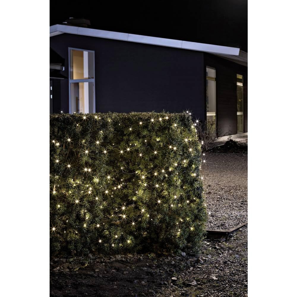 Konstsmide 3741-100 - Catena luminosa LED, diodi rotondi, con interruttore on/off e sensore luminoso, timer per 6 e 9 ore, adatta a esterni (IP44), 80 diodi a luce bianca calda, funzionamento a