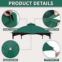 Vista 5 de SCOCANOPY Parte superior de repuesto verde bosque compatible con Lowe's Allen Roth 10X12 Gazebo modelo #GF-12S004B-1/#GF-12S004BTO/#TPGAZ17-002C