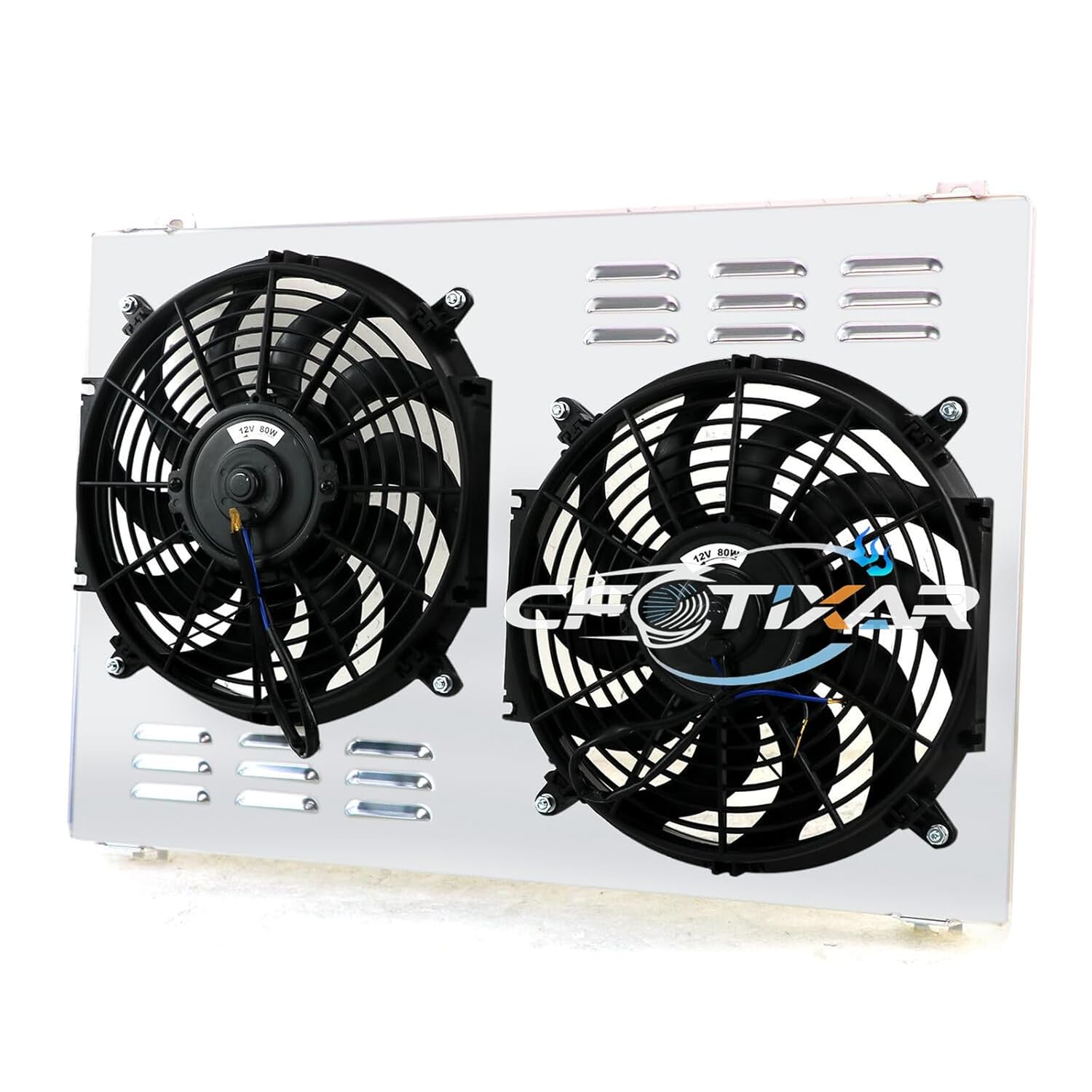 Aluminum Shroud+Electric Fan 1973-1986 Replacement for Chevy GMC C/K C10 20 30 K10 Caprice, Radiator Cooling Fan Relay Wiring Kit with Thermostat Switch