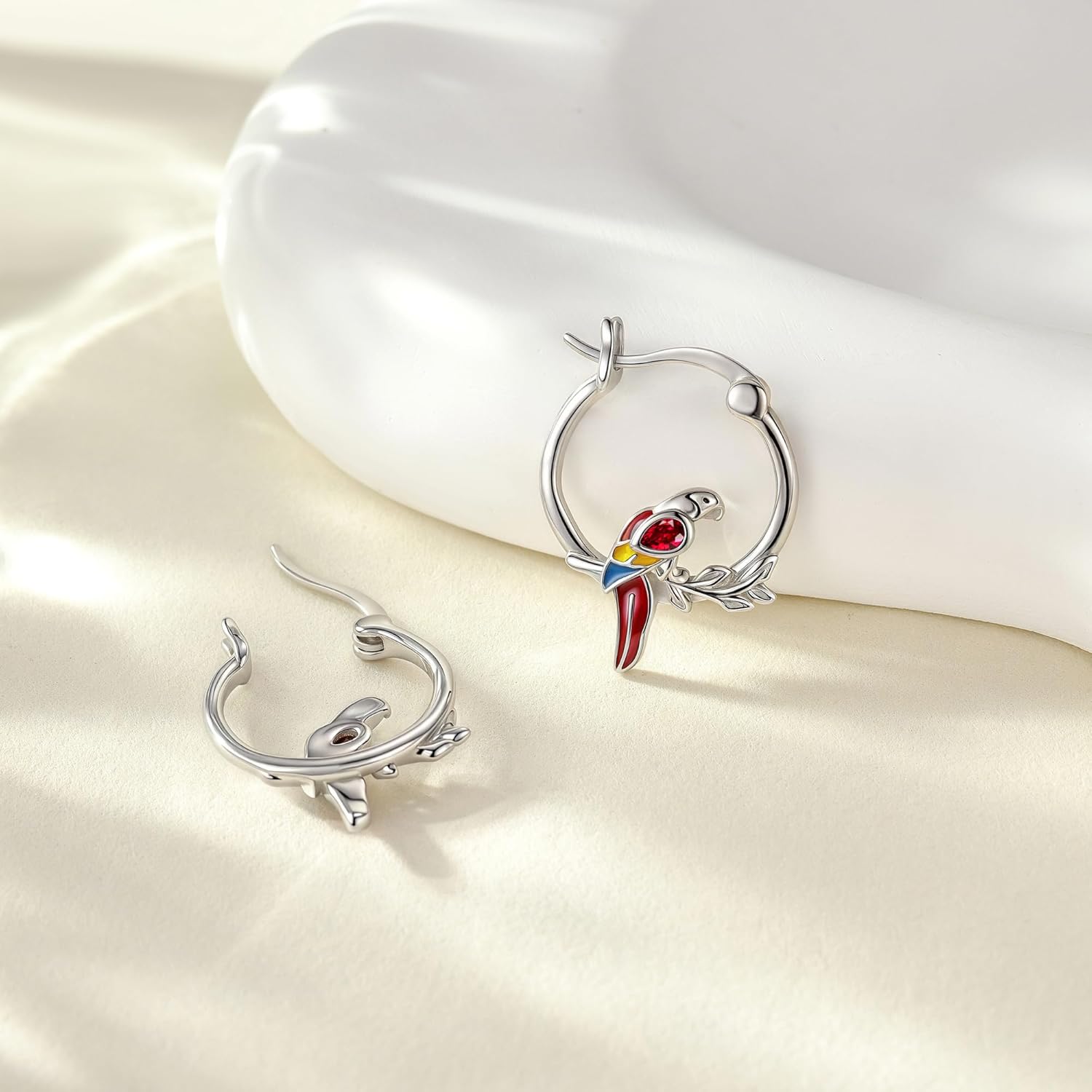 Parrot Earrings 925 Parrot Hoop Earrings Bird Jewelry Christmas Gifts for Women - Image 5