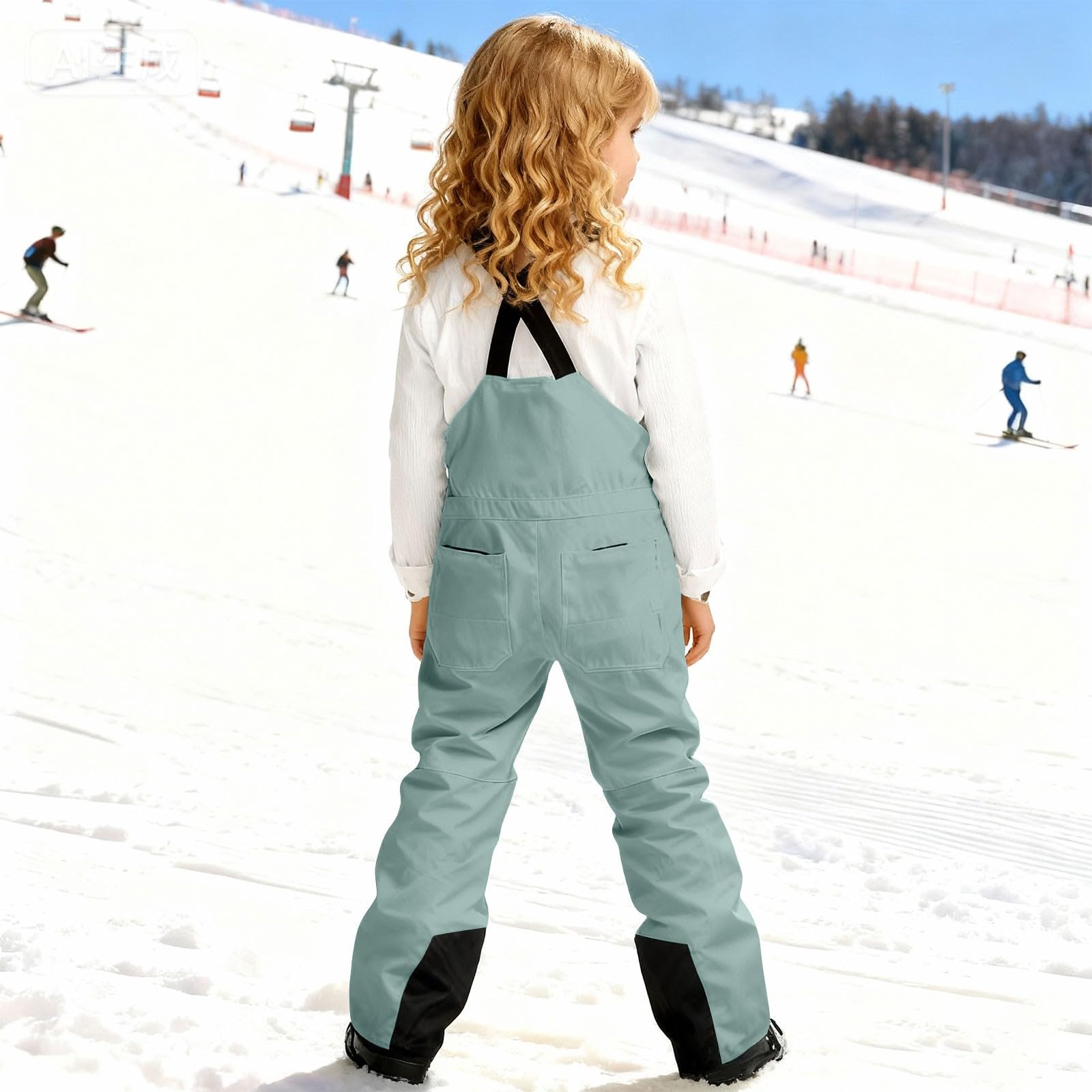 Skihose Kinder Schneehose Wasserdicht Snowboardhose Overalls Verstellbarer Riemen Zip Ski Latzhose Atmungsaktiv Thermohose Warm Winterhose