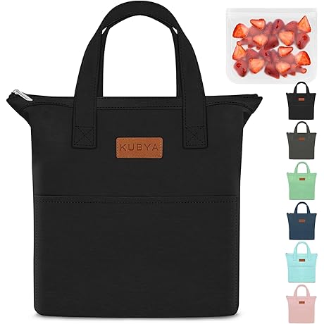 Cute Tall Lunch Bag Insulated for Women Men - Reusable Lunchbox with Food Storage Bags