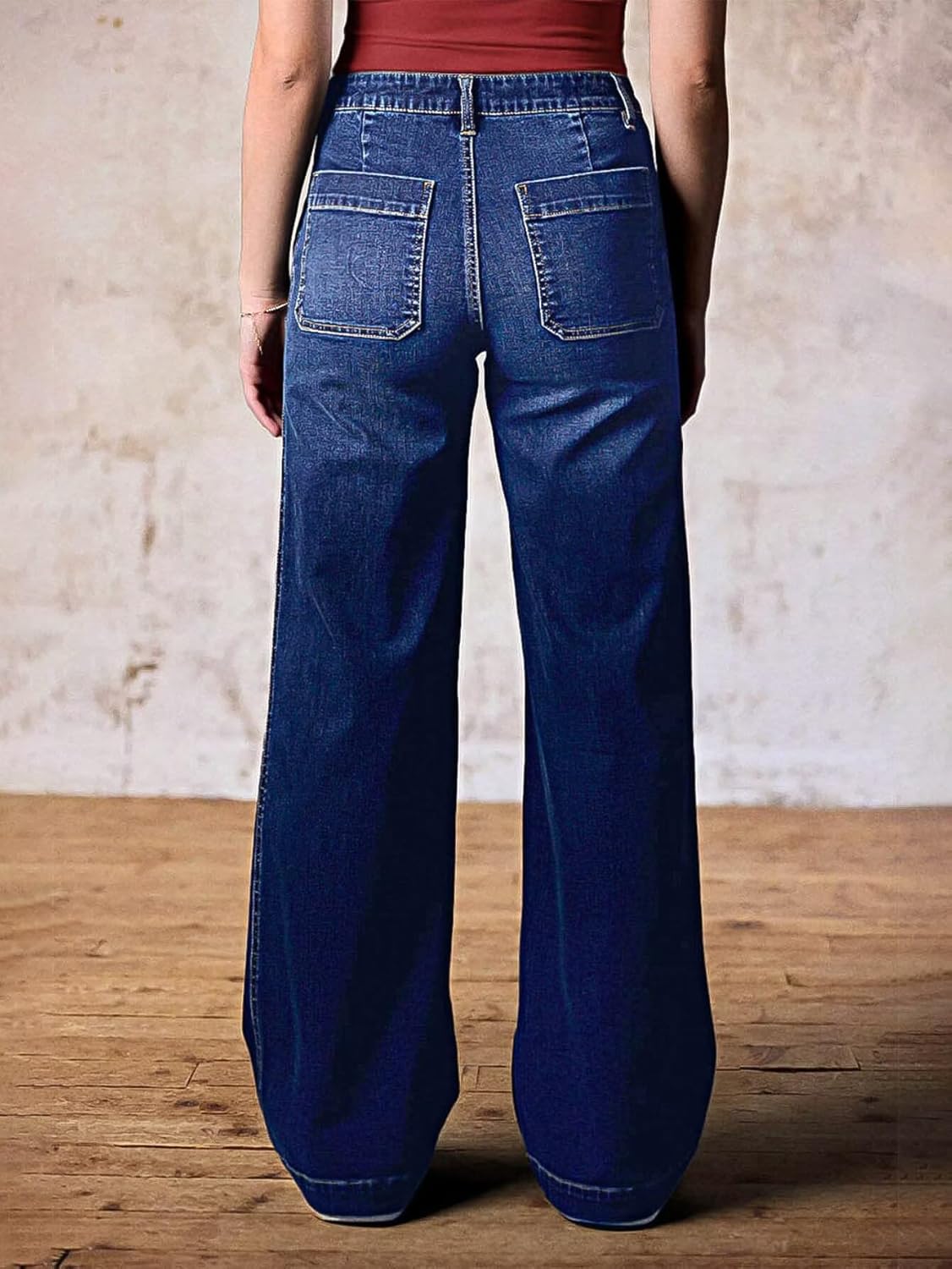 Flamingals Women’s Mid Rise Straight Leg Jeans Baggy Trendy Boyfriend Wash Denim Jeans - Image 3