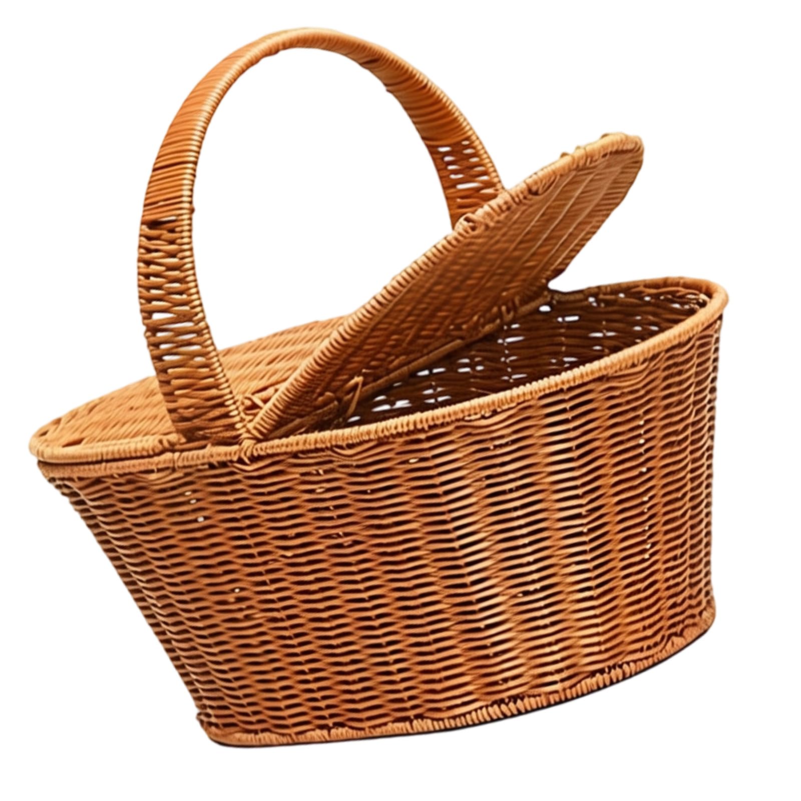 TFAOYS Handwoven Organizers Basket with Top Lid and Easy Grip Handle Room Compartment for Household Items Flexible Storage Basket with Handle