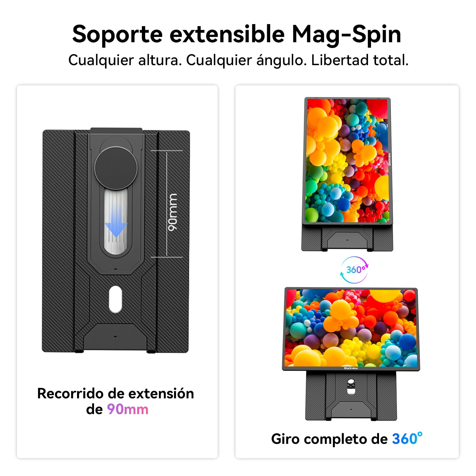 Blackview Monitor Portatil 16,1" FHD 1200P, Ultraligero Pantalla Portatil con Soporte Magnético 360°, Extensión de Pantalla para Portátiles 13-17,3", Plug & Play para Windows/Mac/PC/Xbox/PS5
