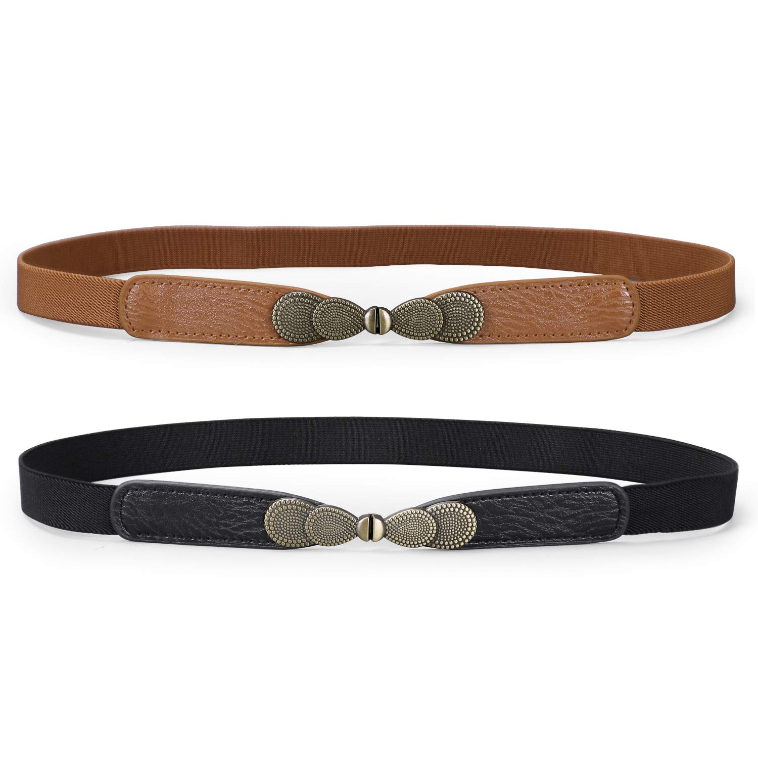 JASGOOD Women Skinny Elastic Stretch Belt for Dresses Retro Ladies Waist Vintage Thin Belt