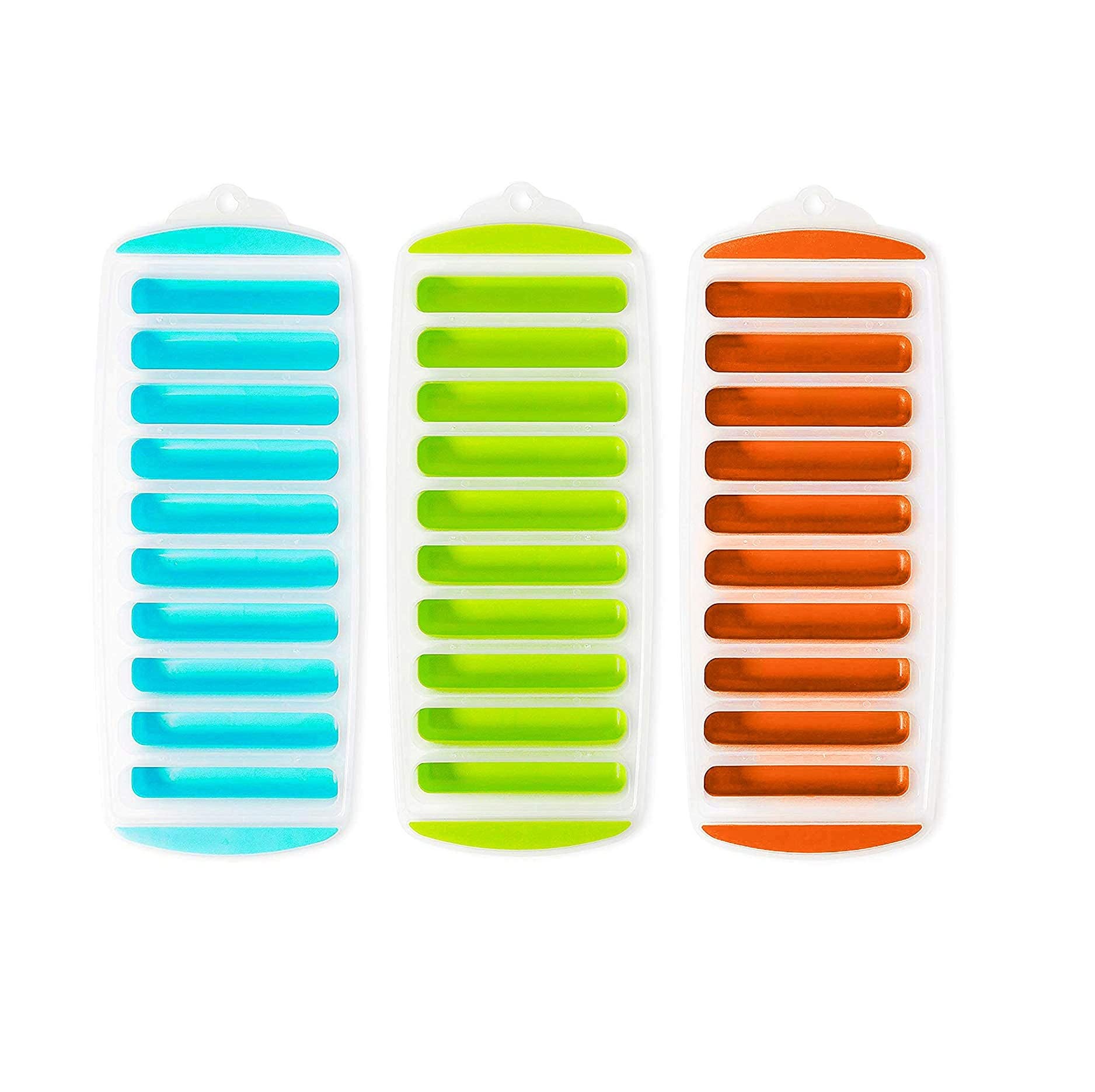 Water Bottle Ice Stick Trays - Rectangular BPA Free Flexible 10 Silicone Ice Molds - Ideal for Cocktail Parties, Water Bottles, Juice Bottles; Ice Cube Tray 10 Holes - Assorted Colors