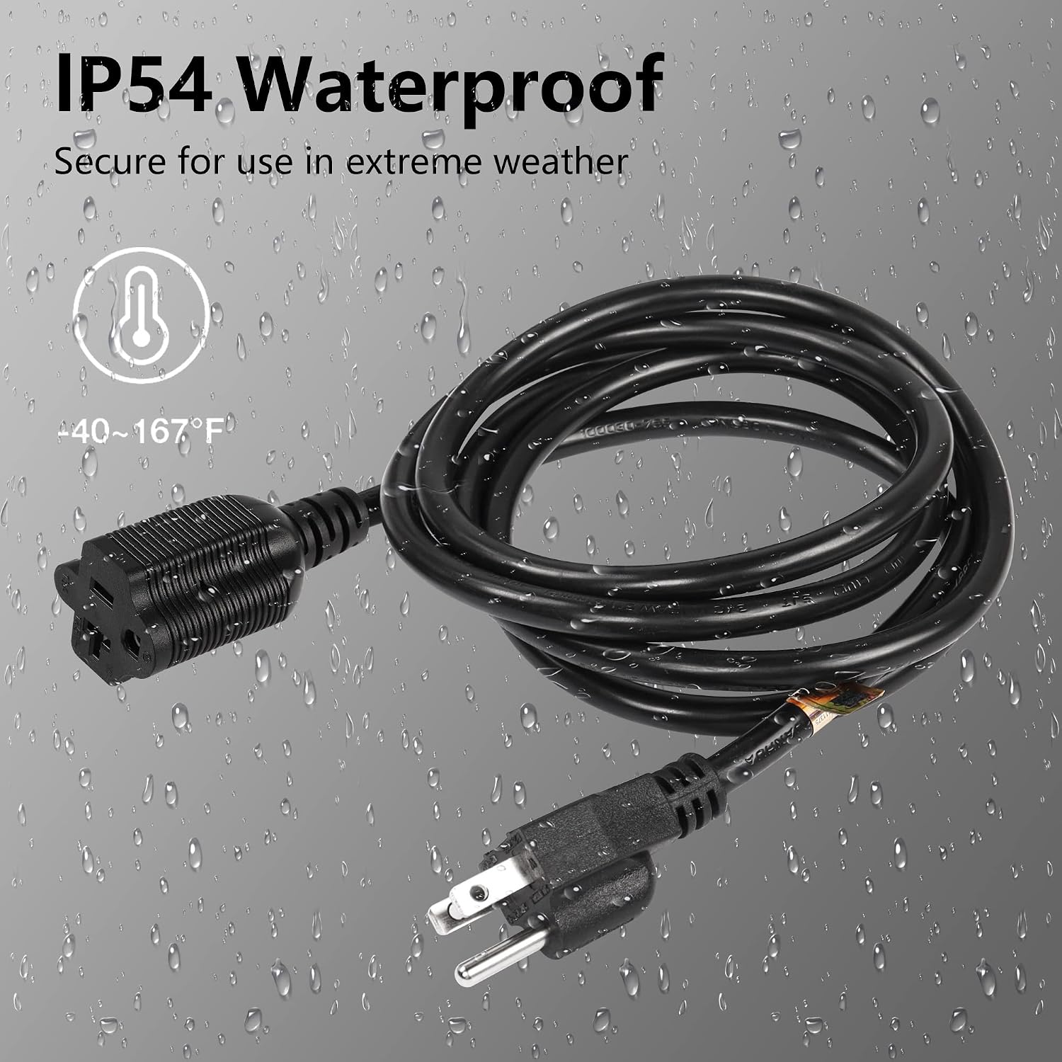CERRXIAN 6FT 16AWG NEMA 5-15P to NEMA 5-15/5-20R Power Extension Cord, 13A 125V, Heavy Duty Power 3 Prong AC Power Cable with UL Listed for Garden Home or Office image 4