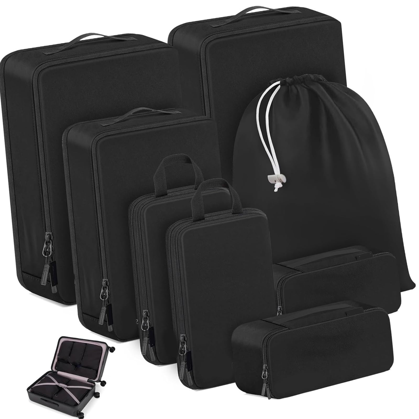 10pc Set Compressible Packing Cubes for Suitcases Travel Accessory Luggage Organizers for Efficient Packing Travel Organizers