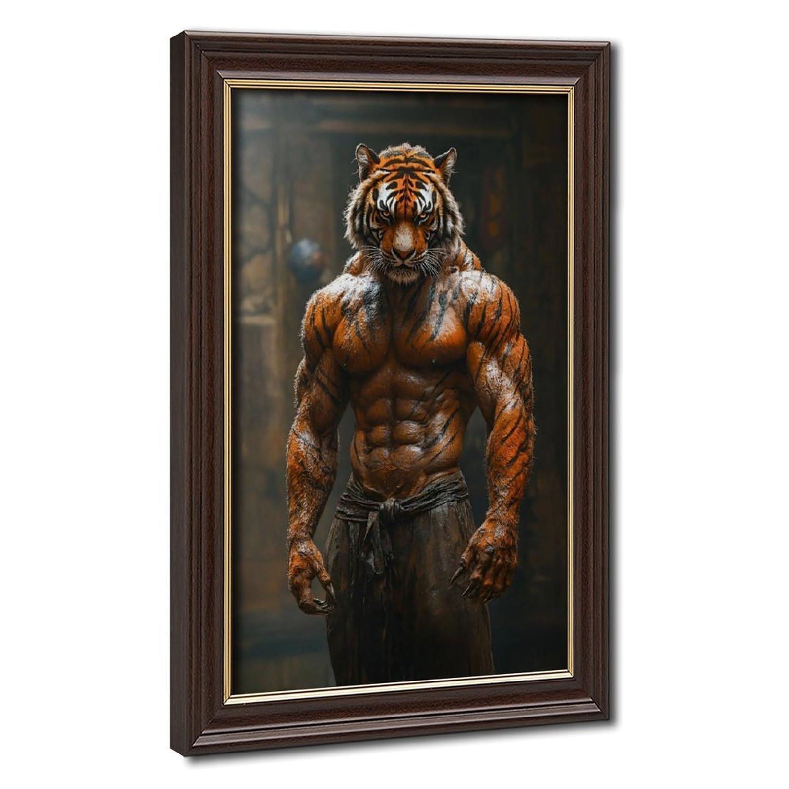 Bareronor Mokume Gane Frame-Style Bodybuilding Tiger Canvas Poster For Dorm Room Decor Gift