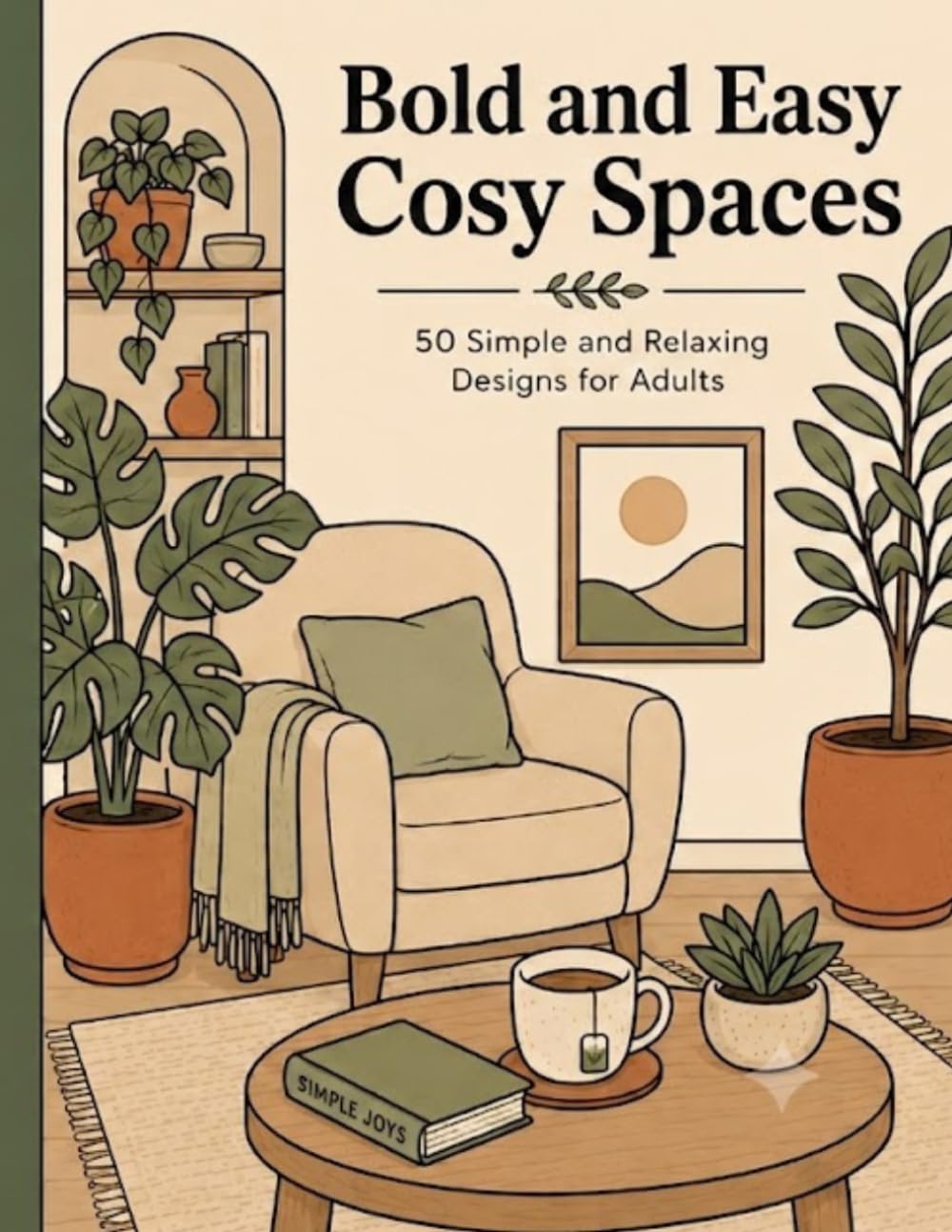 Bold and Easy Cosy Spaces Coloring Book: 50 Simple and Relaxing Designs for Adults, Seniors, and Beginners (Cozy Spaces Coloring Series)
