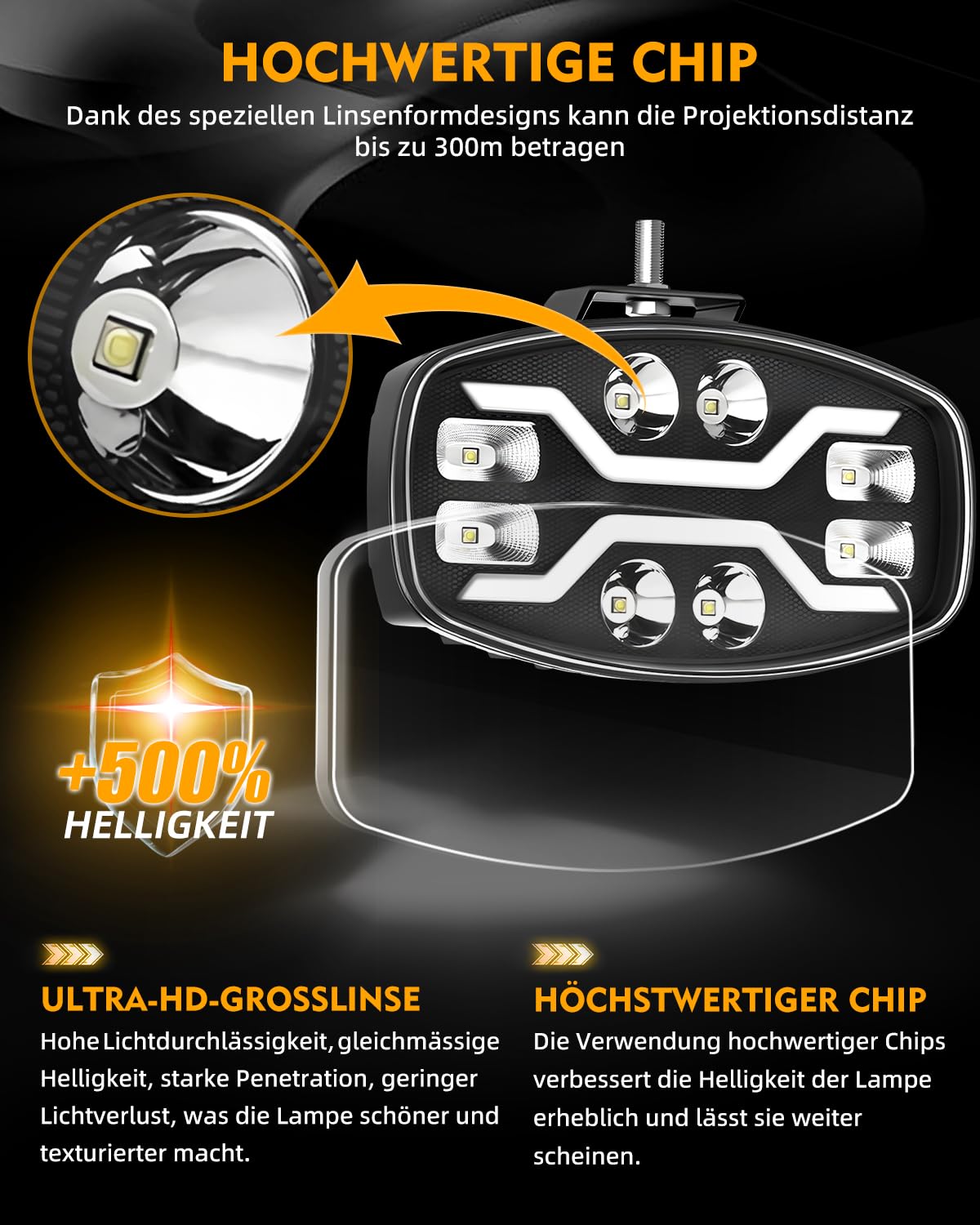 CO LIGHT 2PCS 10inch LKW LED Arbeitsscheinwerfer mit gelber LED Fernscheinwerfer 80W 36000LM IP68 Zusatzscheinwerfer 12v 24v Geeignet für schwere LKWs, Traktor, Lastwagen, Geländewagen, Traktoren