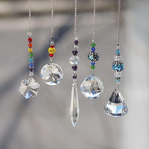 Miniatura 7 de YU FENG Juego de 5 unids colgante de ventana de cristal Suncatcher cuentas cadena esfera lámpara lámpara colgante cortina decoración boda regalo