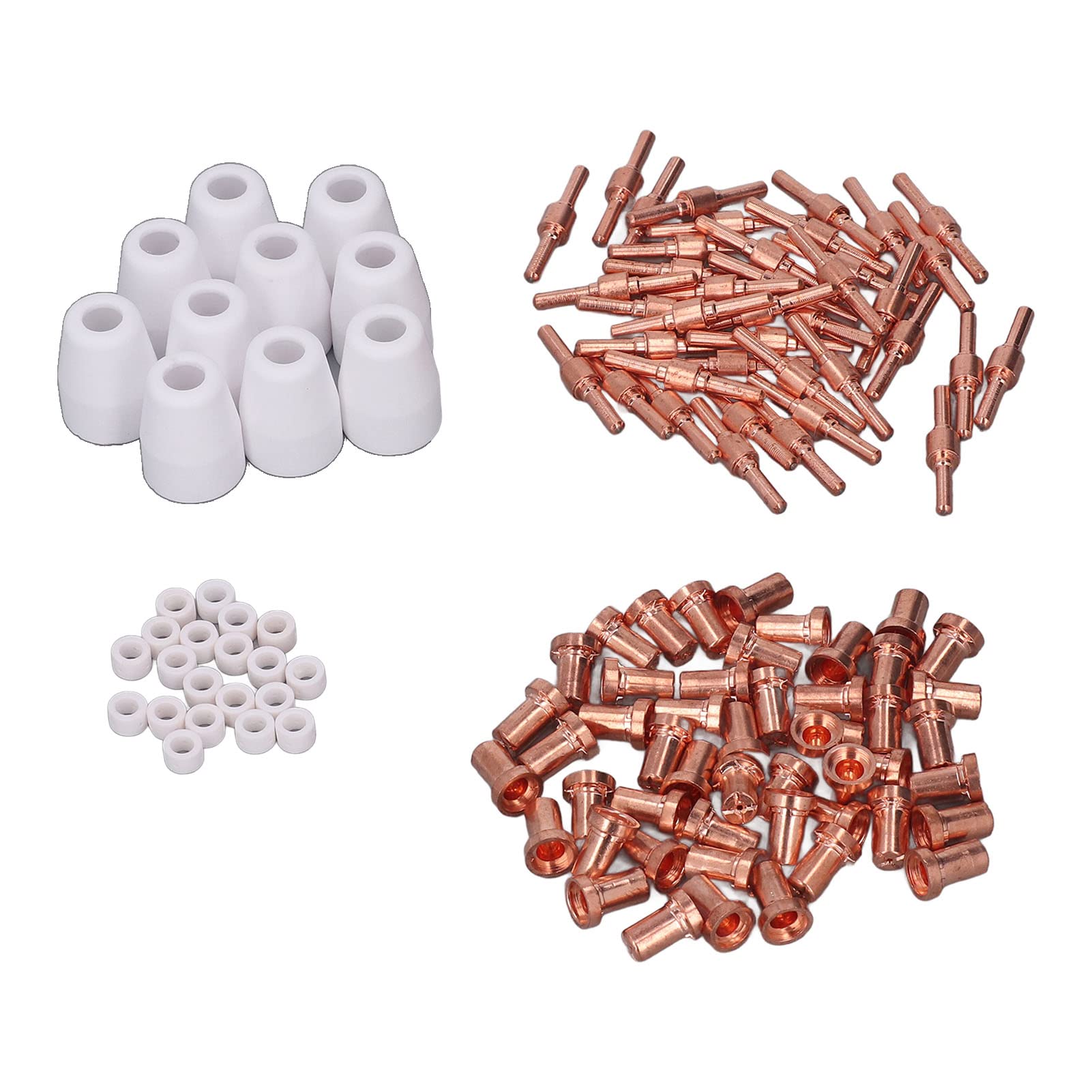 Materiały eksploatacyjne dyszy cięcia plazmowego 110 szt. części do przecinarek plazmowych, elektrody, dysze, kubki ceramiczne, gaz do Cut40, Cut50, PT31, LG40