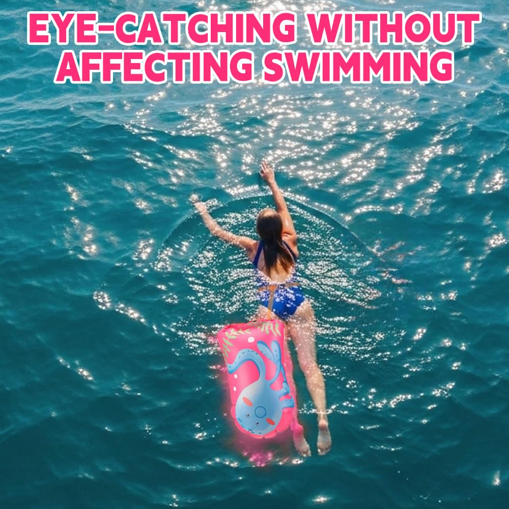 Boya De Natación, Boya Natacion Aguas Abiertas, Boya De Natación para Aguas Abiertas con Cinturón Ajustable, Boya Hinchable para Móvil, Pinzas para Nariz Y Tapones para Oídos