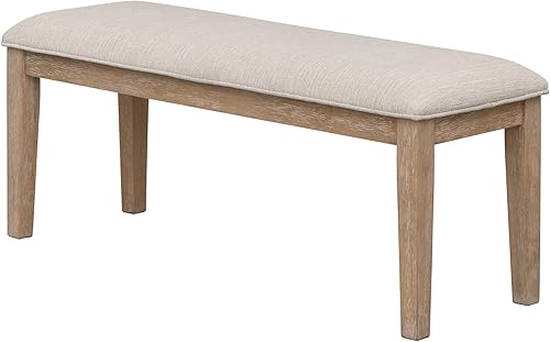 Miniatura 10 de Merax Juego de mesa de comedor de madera de 60 pulgadas con 4 sillas tapizadas y 1 banco, estilo clásico y tradicional, lavado de madera natural