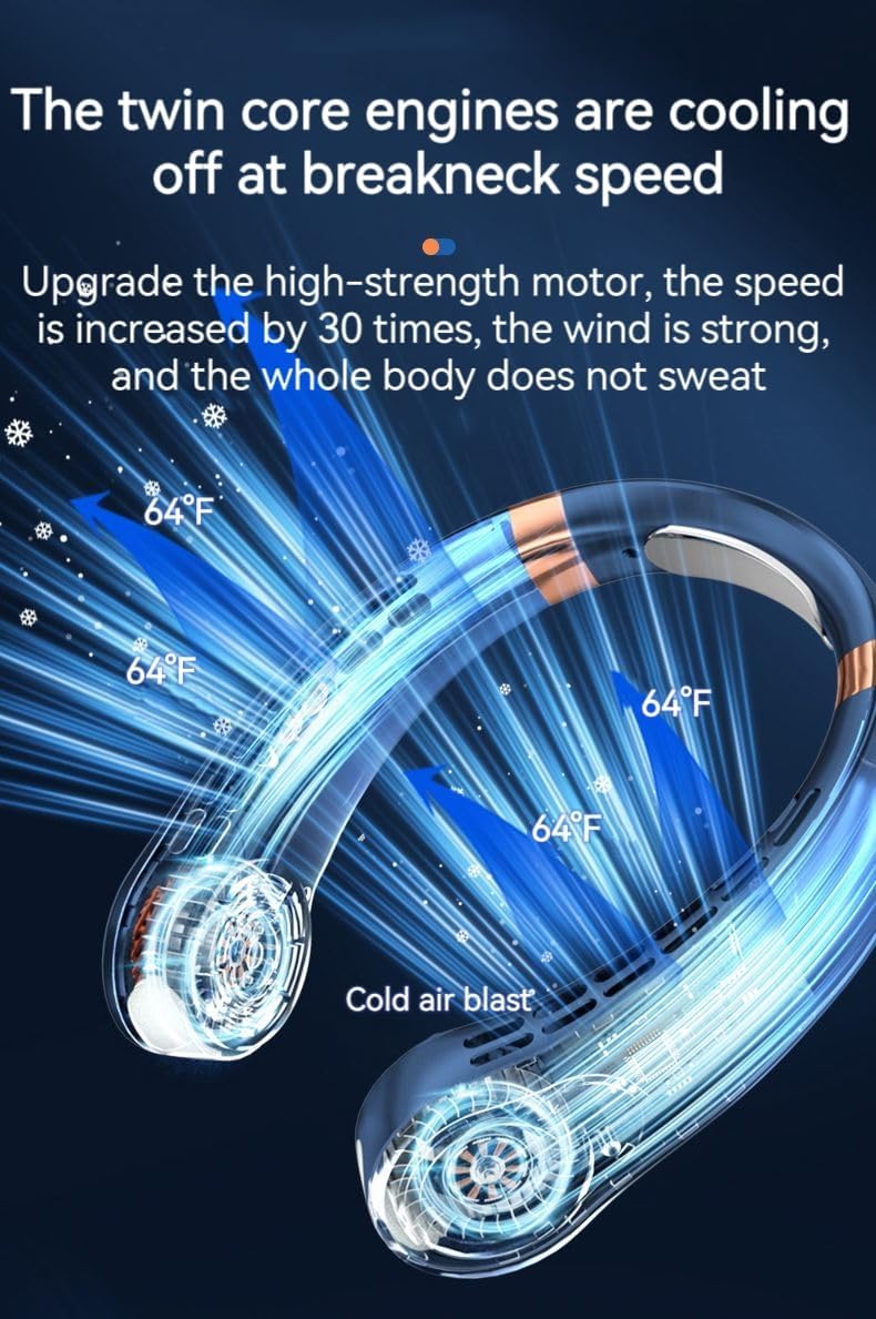 Summer outdoor travel - no fan hanging neck fan, portable air conditioning, ice tiles 3 seconds cooling 68°F, USB rechargeable ice cool summer (pink)