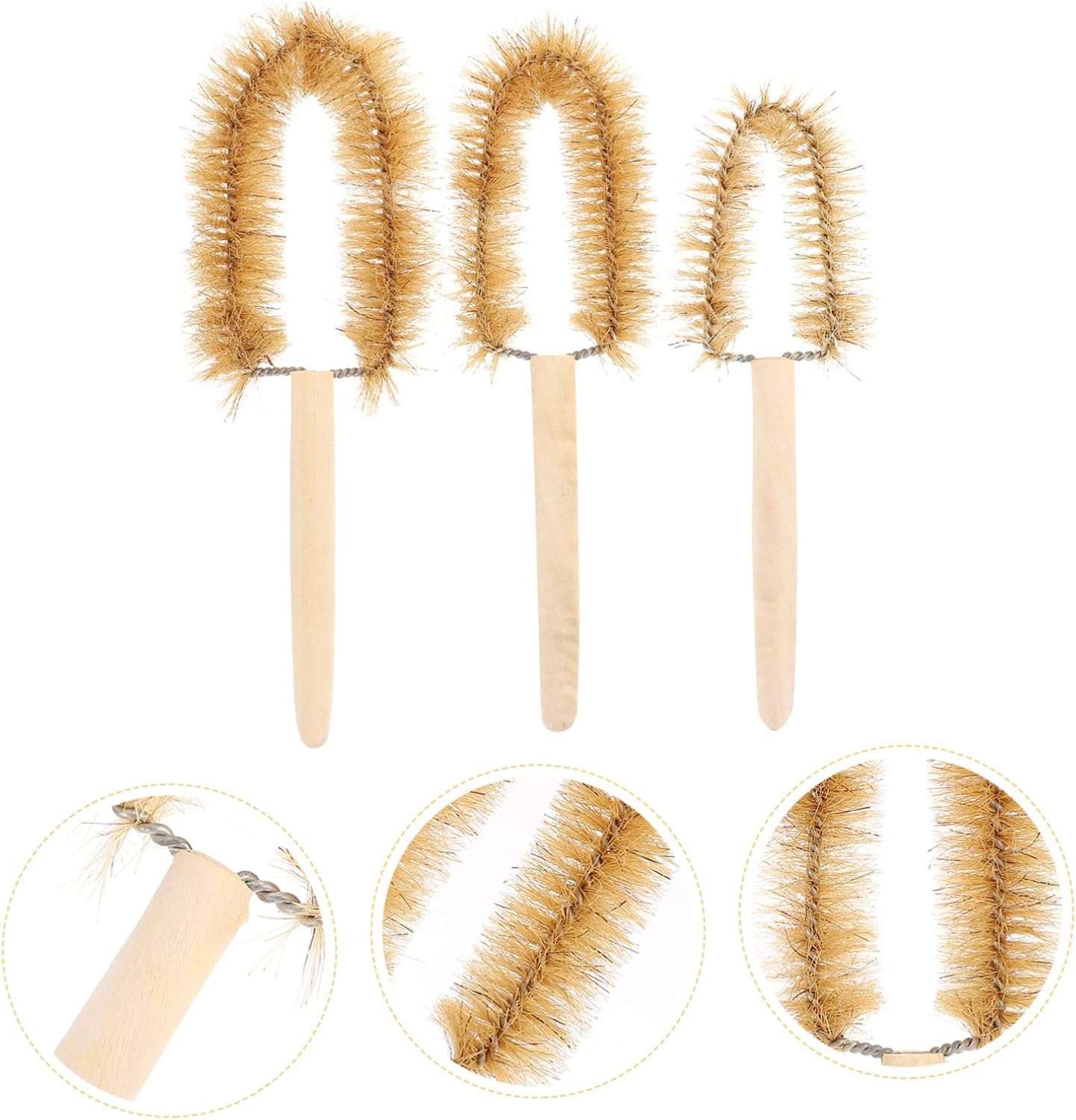 6pcs Laboratory Bottle Cleaning Brush Wood Handle Stiff Bristle Brushes for Chemical Beakers Flasks and Cylinders Cleaning Tool for Experimental Equipment