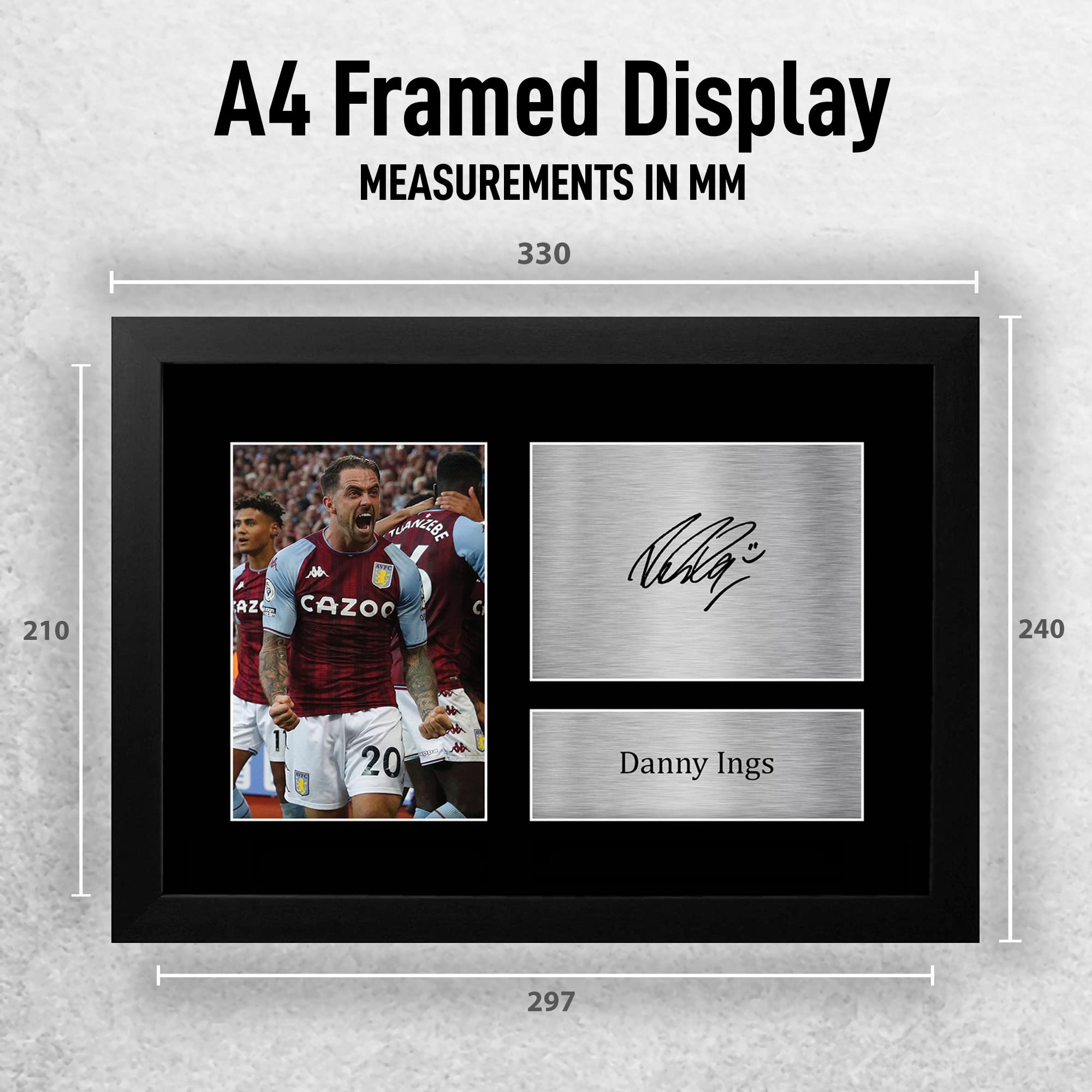 HWC Trading FR A4 Danny Ings Aston Villa Gifts Printed Signed Autograph Picture for Football Fans and Supporters - A4 Framed - Image 2