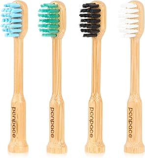 Bamboo Toothbrush Heads Compatible with Laifen, Soft Castor-Oil Bristles, Biodegradable Toothbrush Replacement Heads, Eco-Friendly & Daily Cleaning