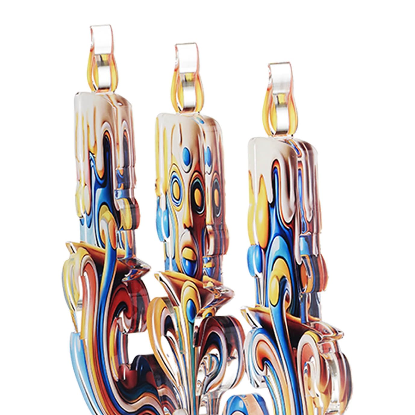 LINEE Recanati - CANDY POP Centrotavola Scultura Soprammobile a Forma di Candelabro Decorativo in PMMA – Oggetto d’Arredo Pop Digitale per Casa e Ufficio – 30×10×25 cm circa – Made in Italy(DUE)