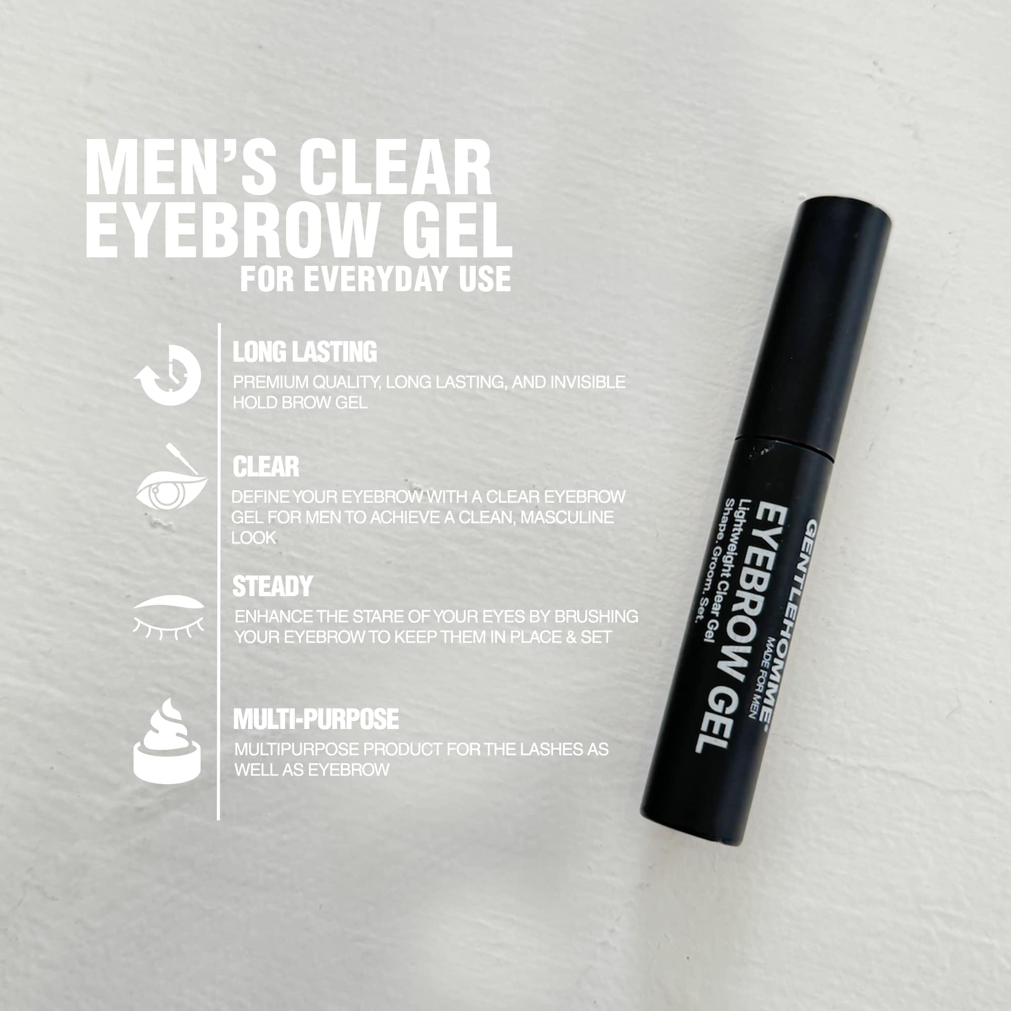 Gel per sopracciglia da uomo, gel fissante per sopracciglia, gel per sopracciglia chiaro, liquido impermeabile e anti-sudore, gel fissante per ciglia a lunga durata, impermeabile trasparente