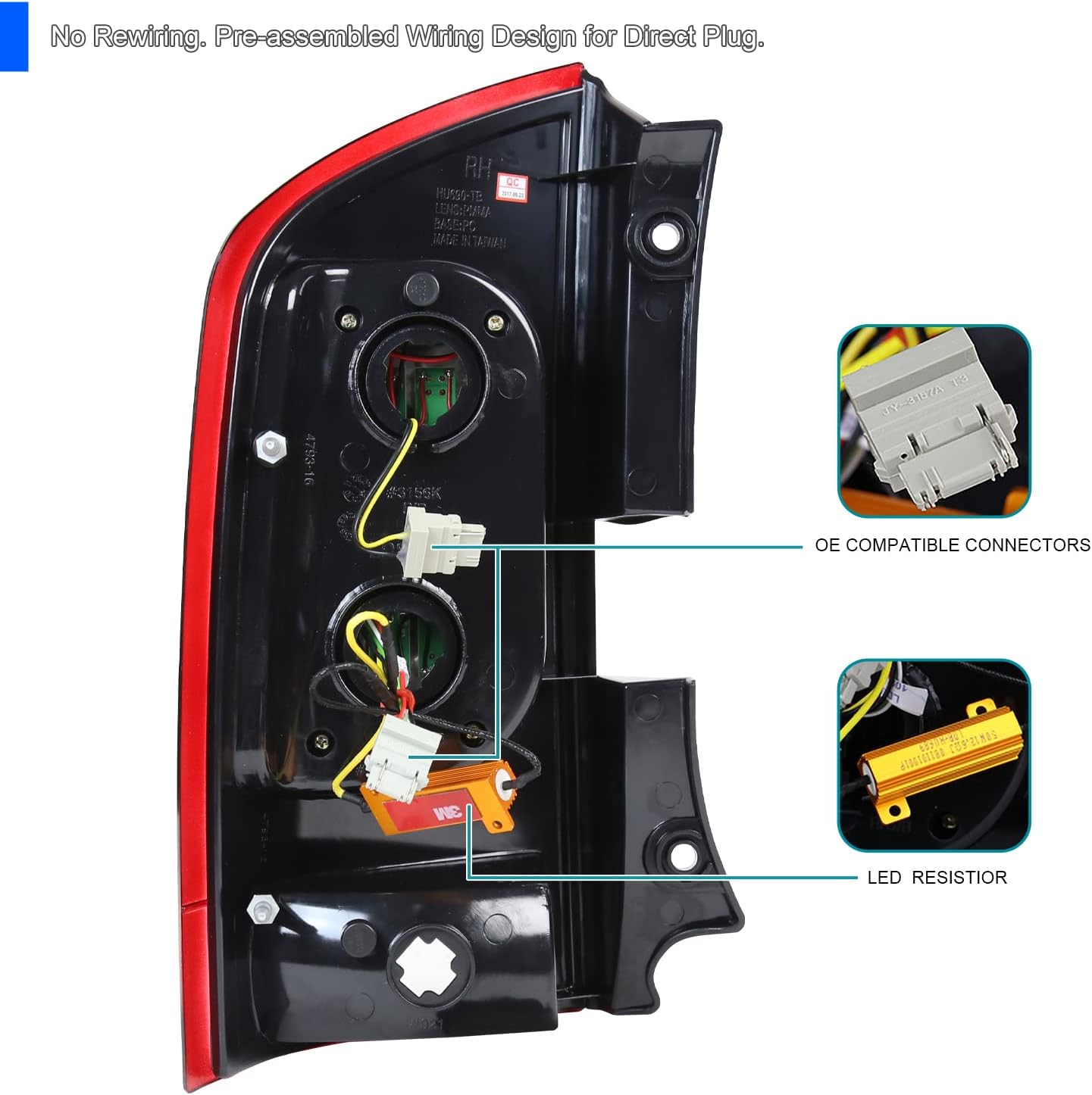 SPEC-D TUNING Red Clear LED Tail Lights Compatible with 2005-2015 Nissan Armada, Left + Right Pair Assembly