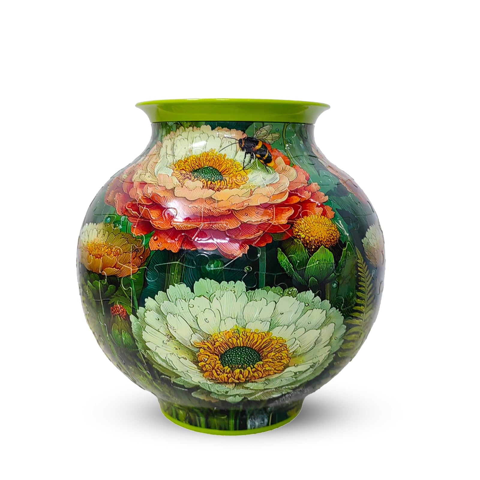 3D Puzzle Vase for Adults Circular, Vase Puzzle Planter with Curved Pieces & Removable Water Cup, Vases for Flower Home and Office Decor (Model 7, Circular)