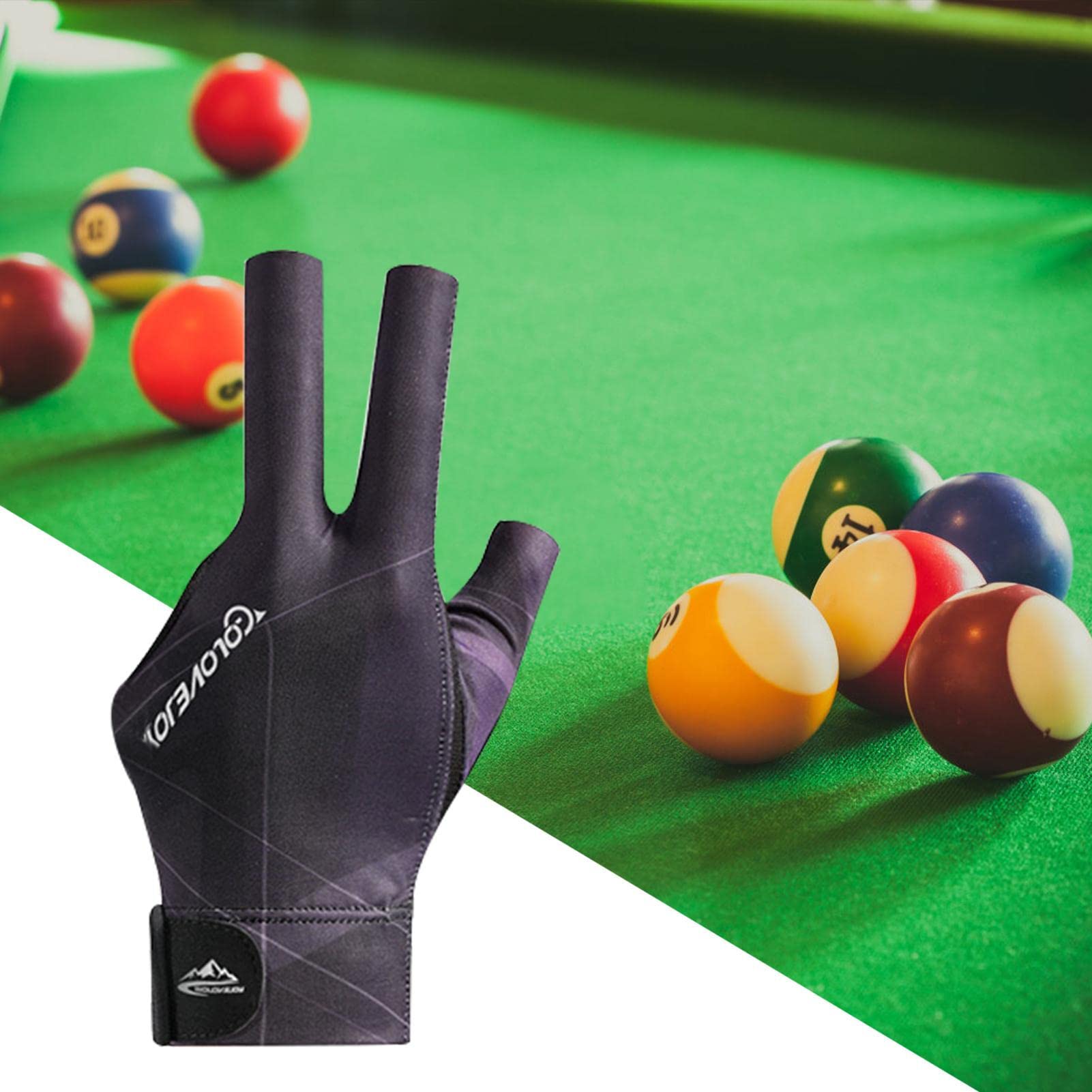 HOMRAA Billiard Glove, Pool Gloves Sport Gloves Non-Slip Billiard Gloves Three Finger with Adhesive,Billiard Gloves for Women & Men Left Hand, Can Be Adjusted to Wear