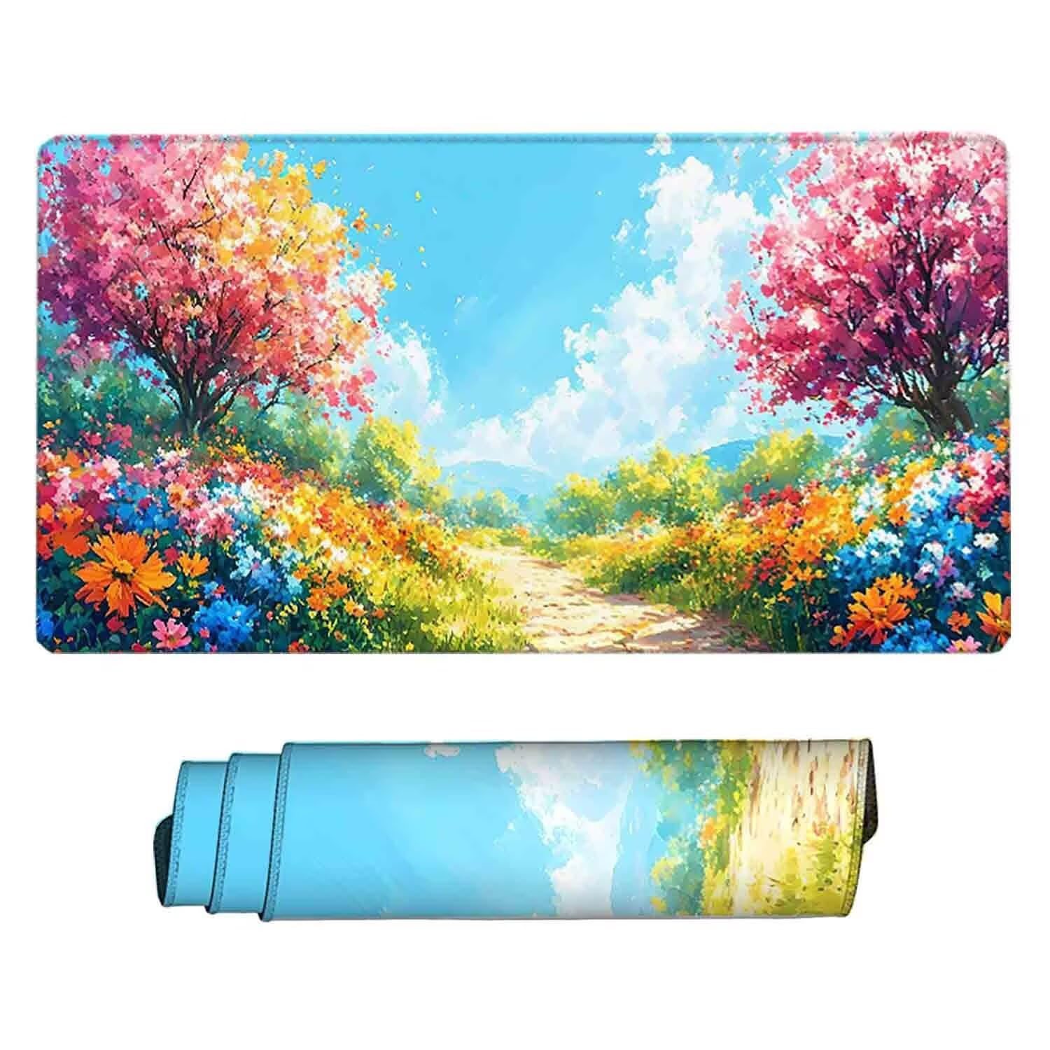 Podkładka pod mysz XXL 1000 x 500 mm różowa podkładka pod mysz z drzewem antypoślizgowa gumowa podkładka do gier, akcesoria biurowe, podkładka pod mysz o wysokiej precyzji i szybkości do komputera