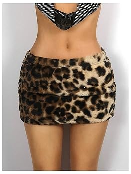 Amazon.com: WDIRARA Women's Leopard Mini Skirt Faux Fur