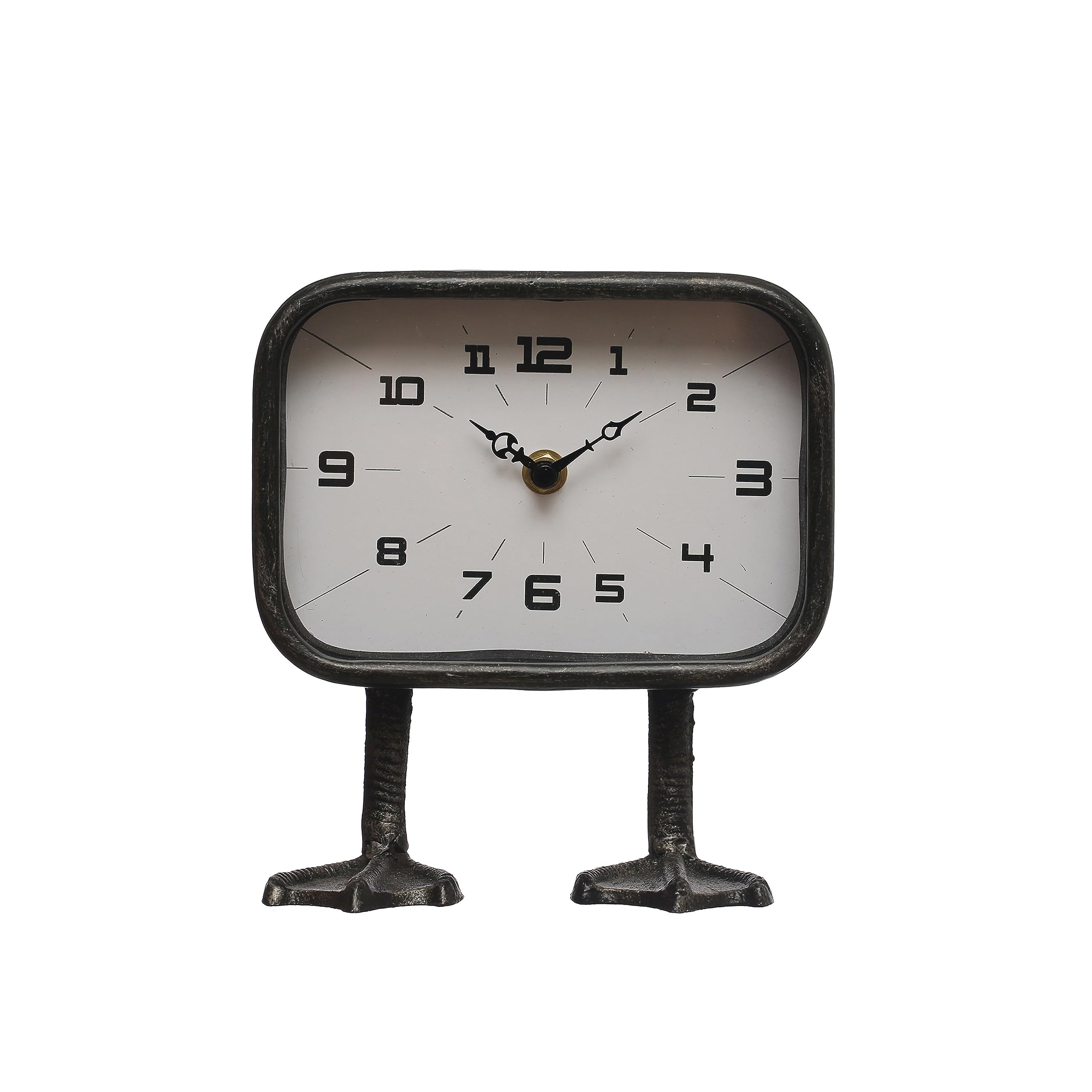 Creative Co-Op 7.75 Inches Metal Standing Duck Feet, Gunmetal Finish Clock, Black