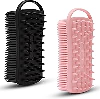 Vista 10 de 2 piezas de esponja corporal de silicona, esponja de baño y ducha exfoliante 2 en 1, esponja de loofah de silicona suave para piel sensible
