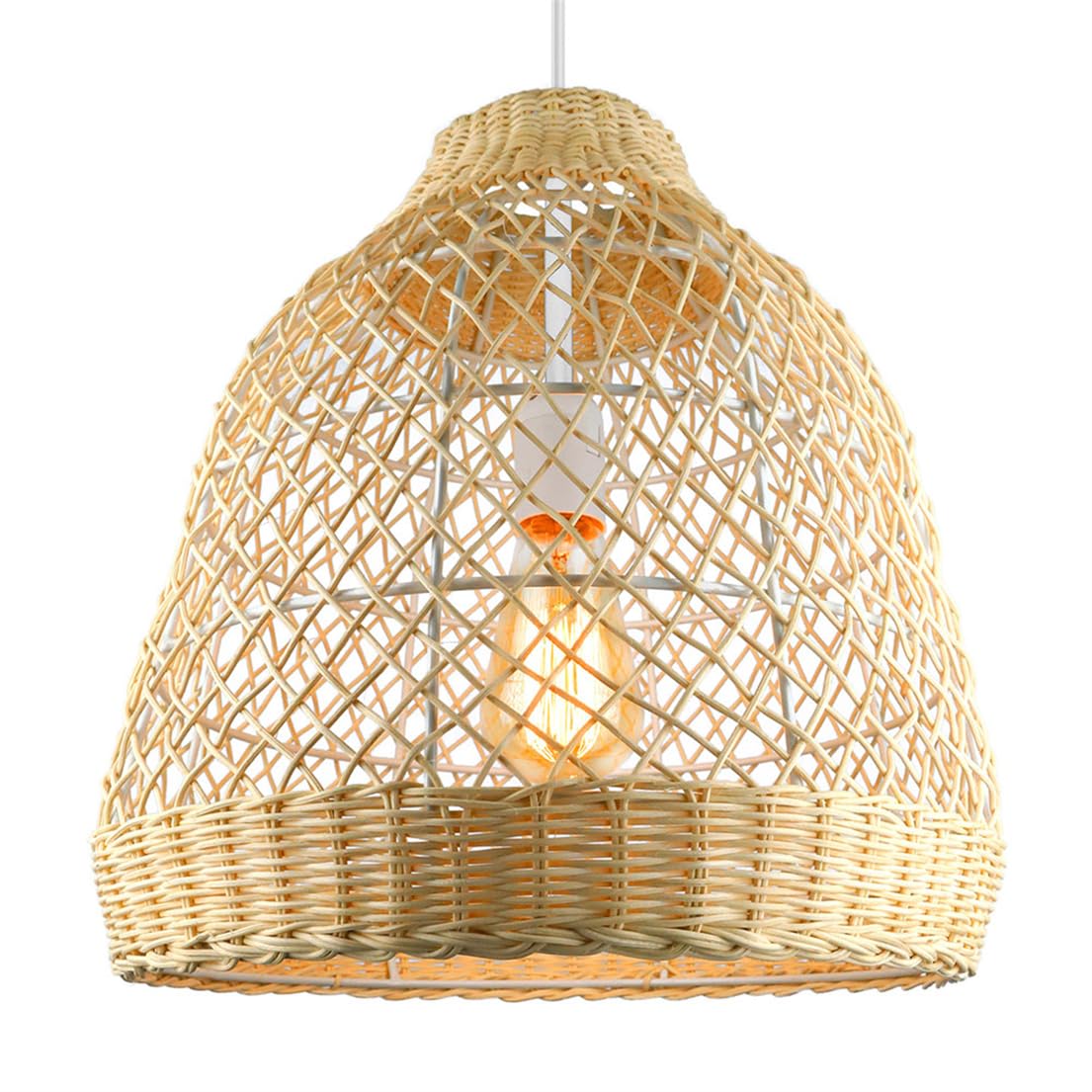 Nowoczesna beżowa lampa wisząca z bambusa i rattanu do kuchni, restauracji, salonu, sypialni