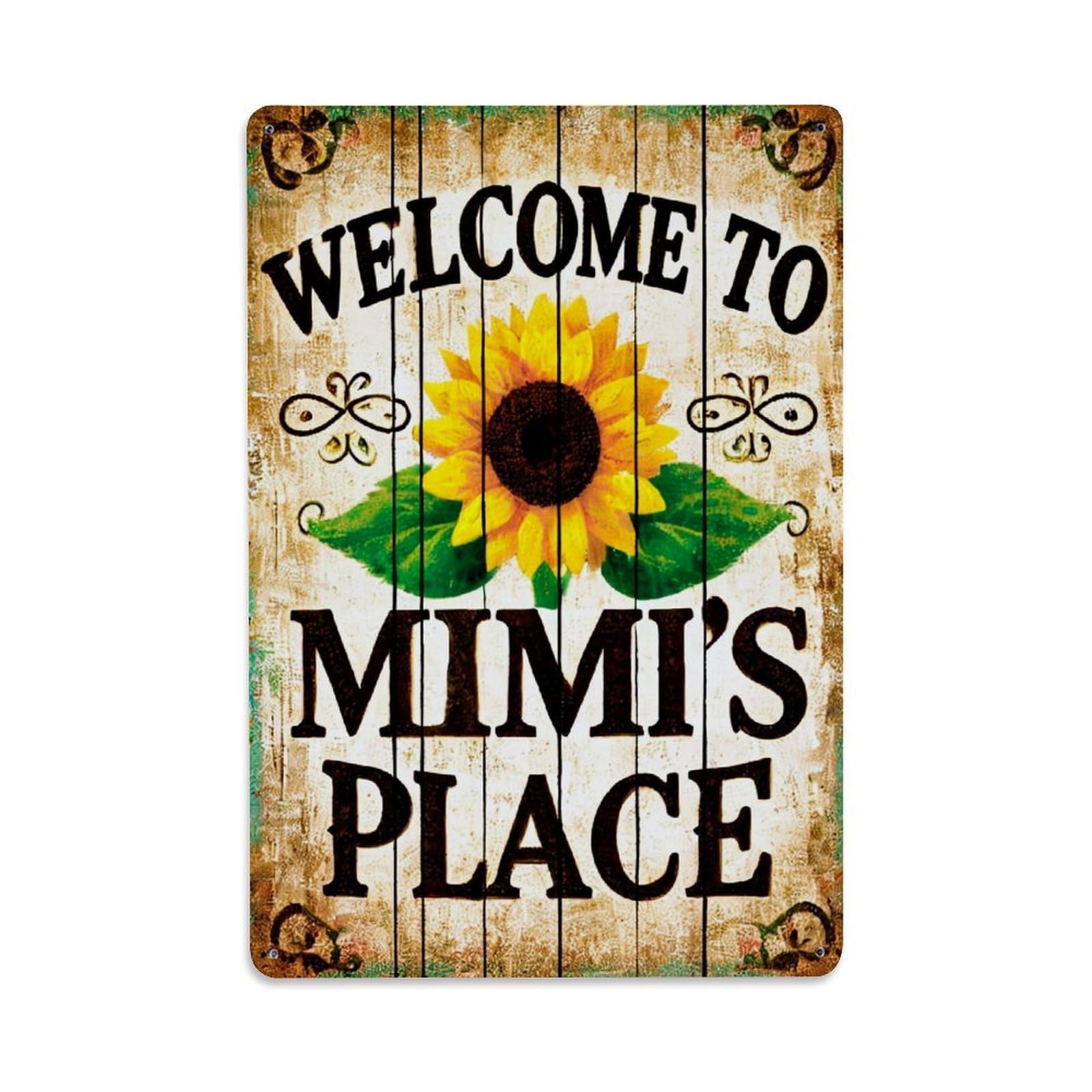 Jdfenggu Vintage Sunflower Welcome Sign Pattern Print Retro Metal Tin Sign, Decor Art Poster For Bar, Home, Man Cave, Kitchen, Laundry Room Gift 8X12inch