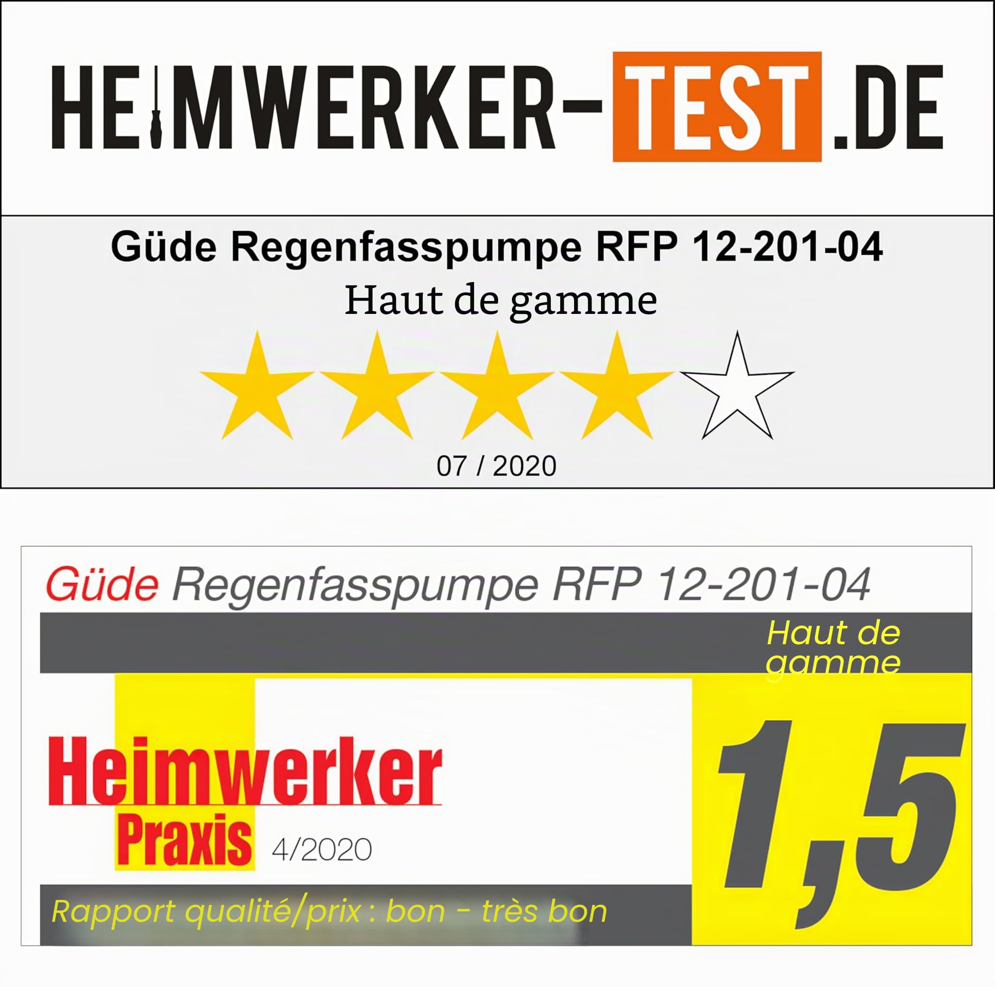 Güde Pompe pour fûts de pluie à batterie RFP 12-201-04 (12 V, 1500 l/h, hauteur de refoulement 11 m, granulométrie max 0,5 mm, robinet d'arrêt, réglage télescopique, batterie et chargeur inclus)
