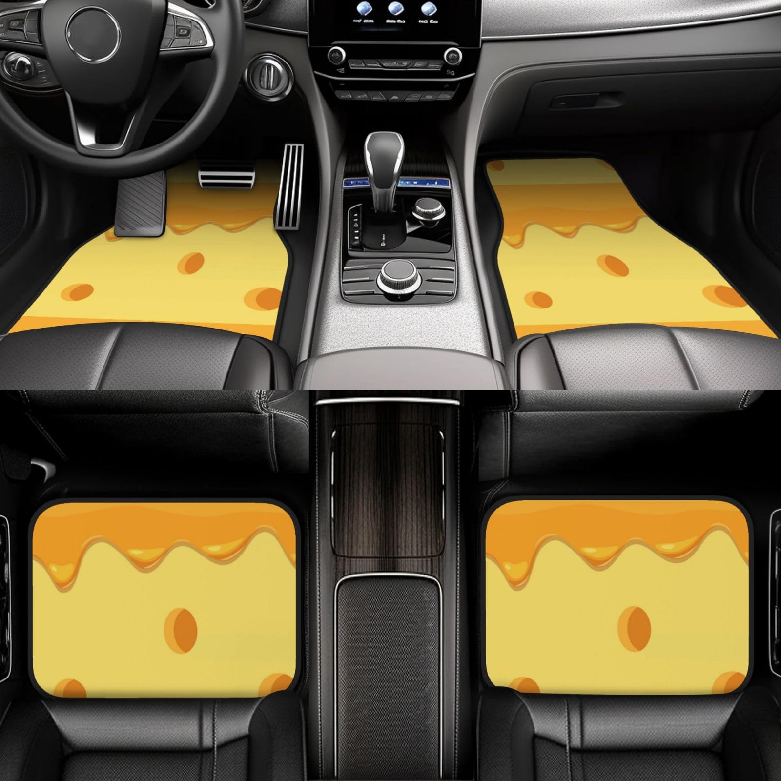 Pasta Formaggio Modello Alimentare, Set di 4 tappetini per auto, tappetini in neoprene antiscivolo per auto, accessori per auto