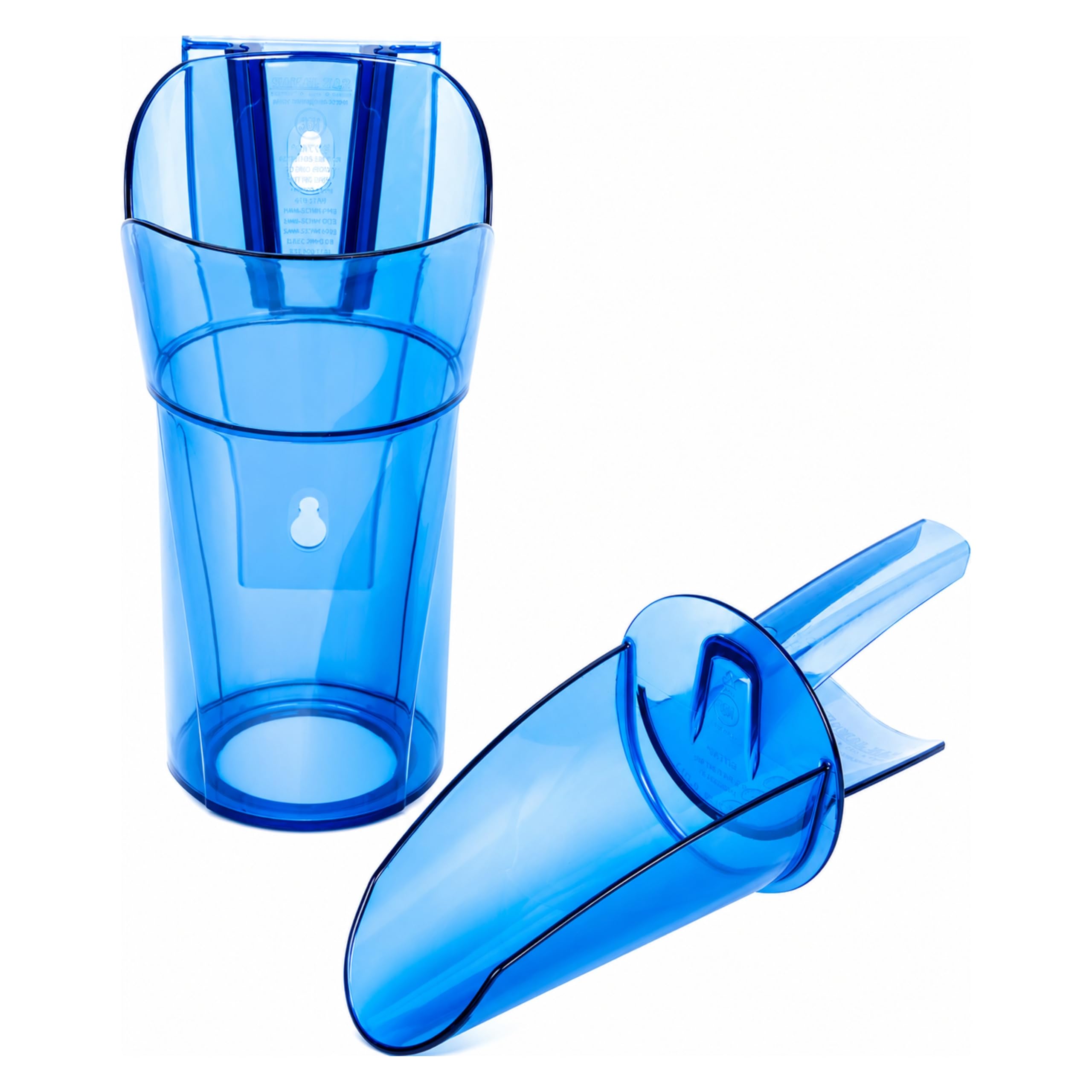 San Jamar Plastic Ice Scoop with Holder, Scoopers for Bucket, Blue, 20 oz | SI7700 PC Saf-T-Scoop and Guardian System; To 24 oz; Bar and Beverage Station
