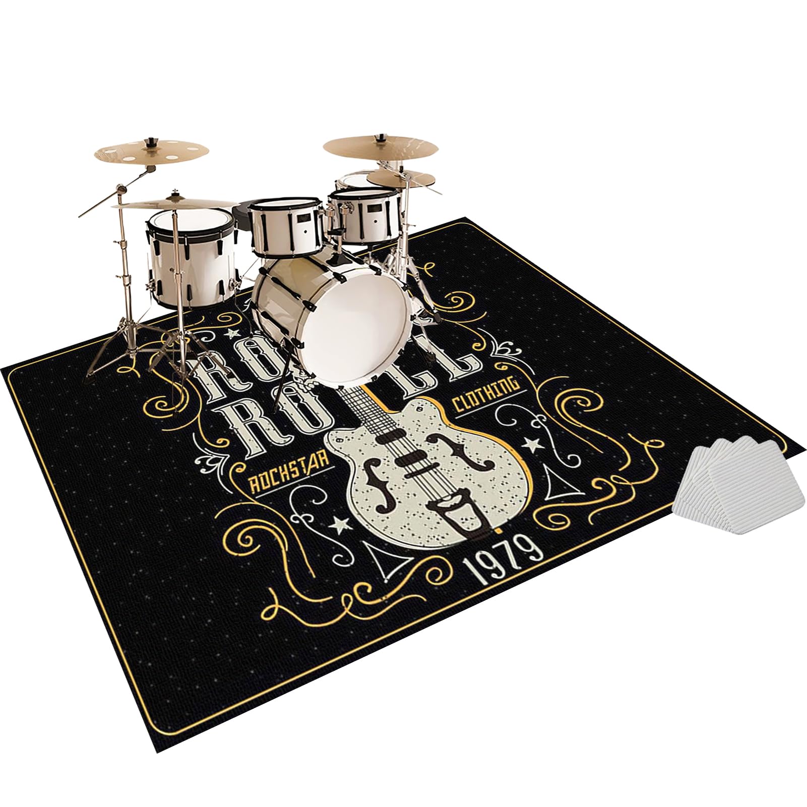 Schlagzeugteppich Trommel Teppiche Schallschutzmatte, Schallschutz Teppichmatte, Rutschfeste Drum Matte für Akustik Schlagzeug Bass Drum Elektronisch Snare Musikinstrumente Teppich 140 x 120 cm