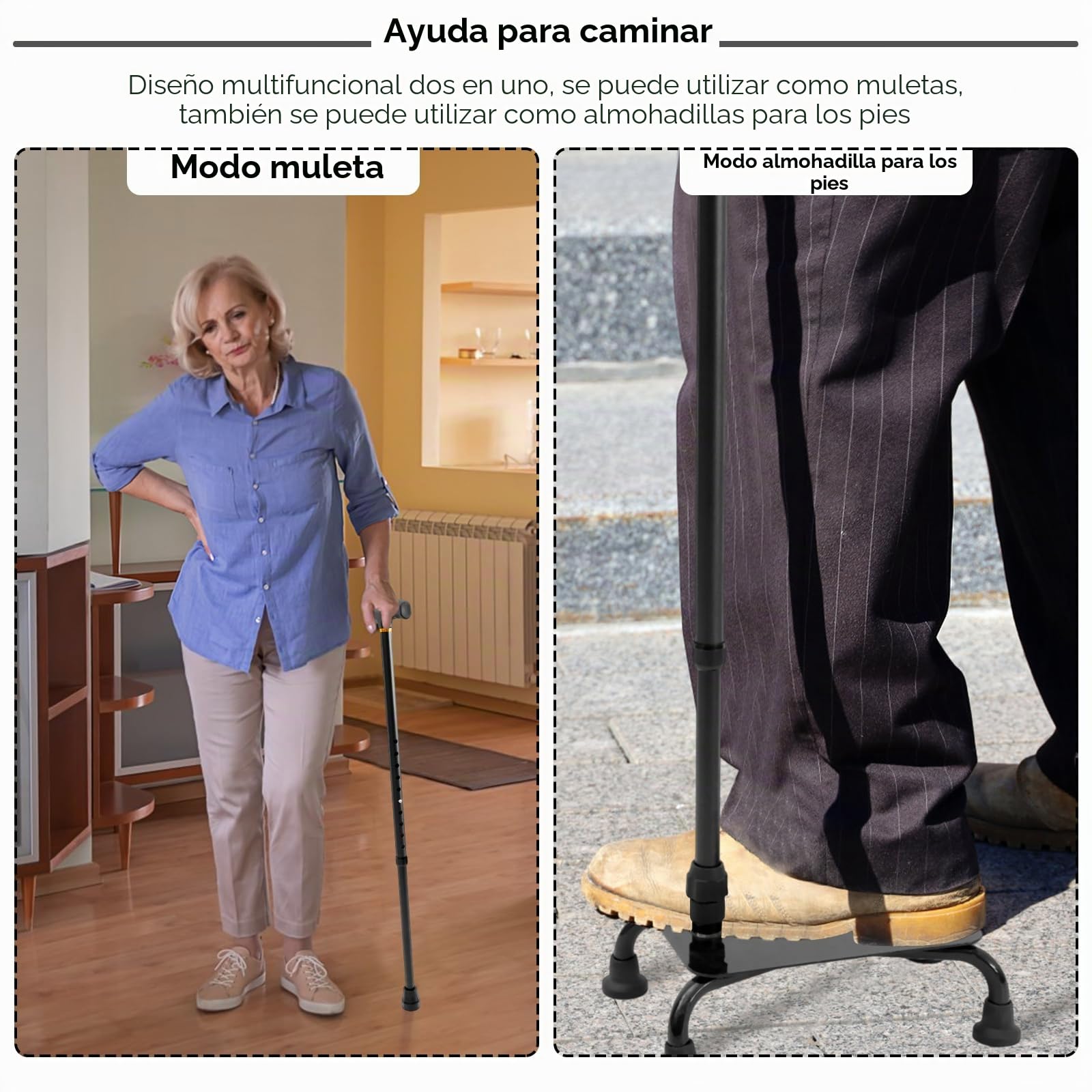 Bastón de escalada de escaleras de medio escalón, ayuda a personas mayores de altura ajustable, bastones de equilibrio para caminar hacia arriba y hacia abajo, dispositivos de asistencia para
