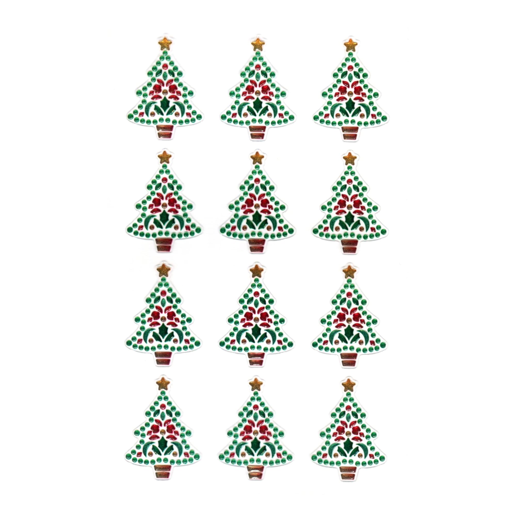 Crystal Christmas Stickers for Card Making and DIY Craft (Tree)