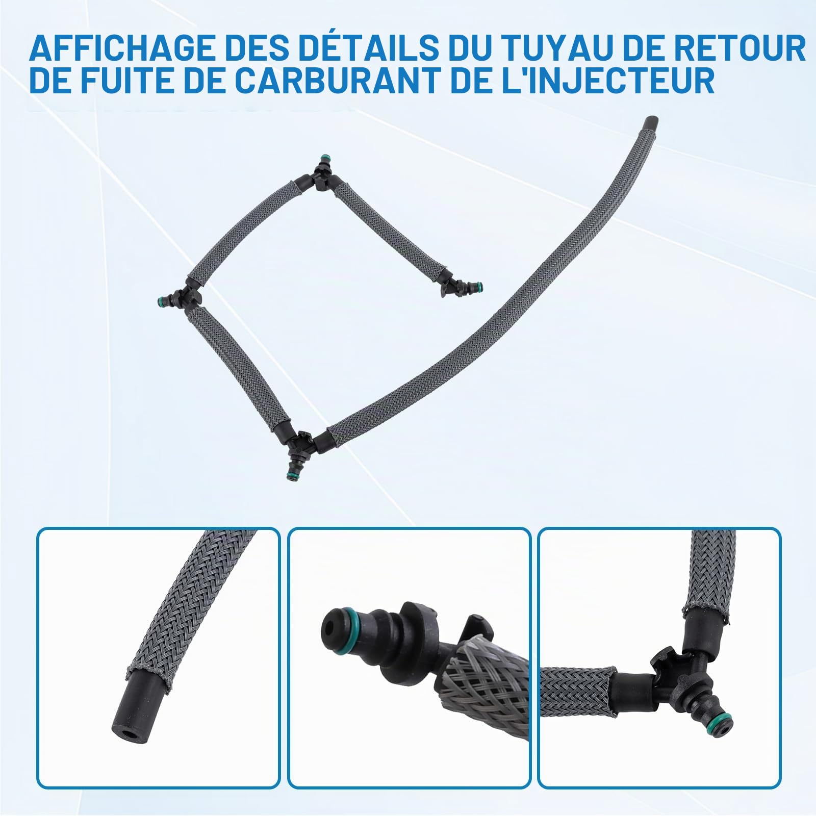 Tuyau de fuite de carburant diesel - Tuyau de retour - Tuyau de trop-plein - Tuyau d'écoulement pour Focus Mk2 C-Max Mondeo Mk4 Kuga C4 C5 307 407 - Numéro de pièce 3M5Q9K022AC 1708234 1574HL