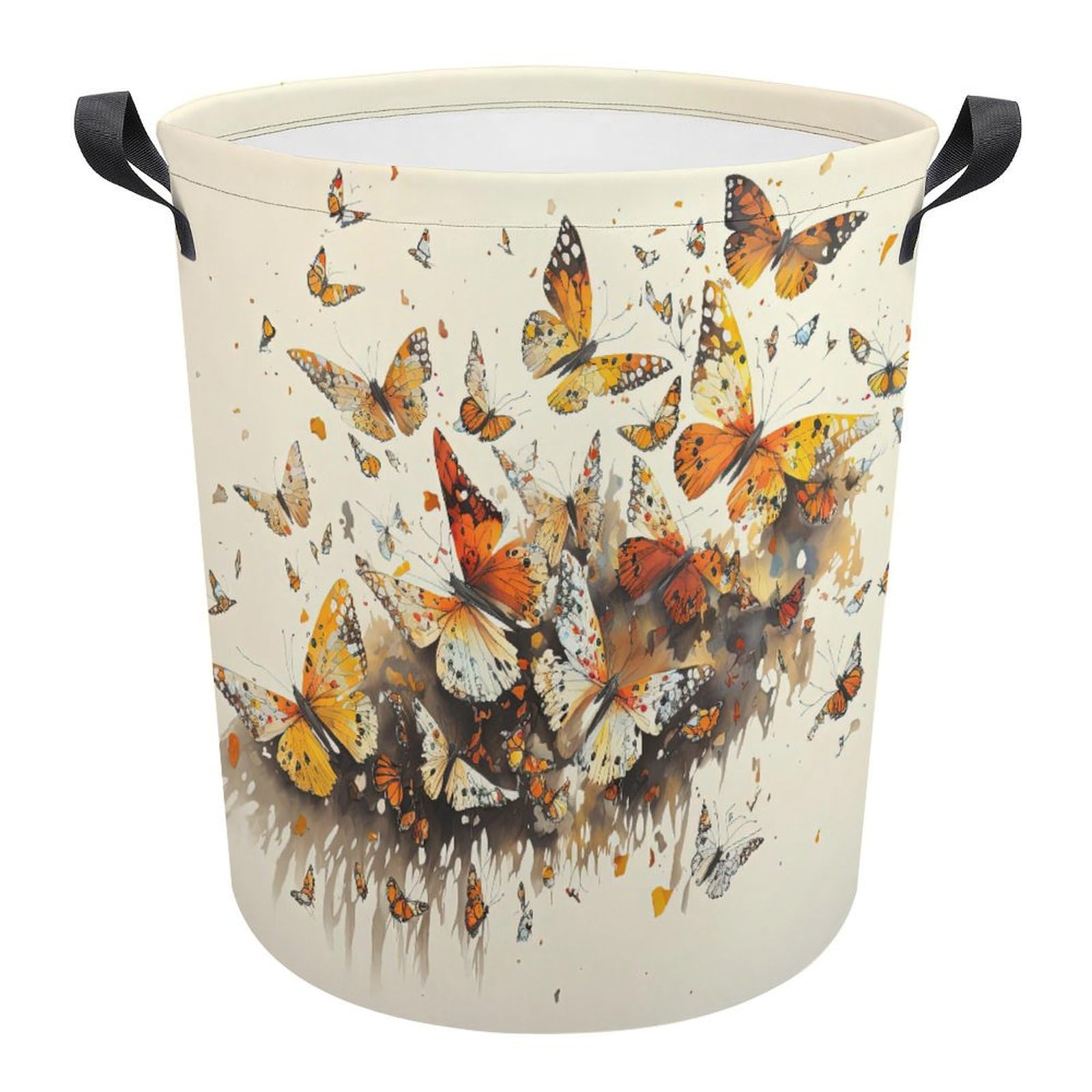 Cesta para la colada de mariposas redonda cubo de ropa sucia estable para baño 34x42