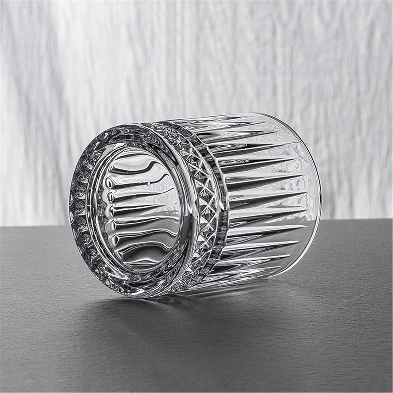 Glass Cups Diamond Stripe Whiskey Glasses, 8oz Old Fashioned Cocktail, Lead-free Bourbon Tumblers for Juice