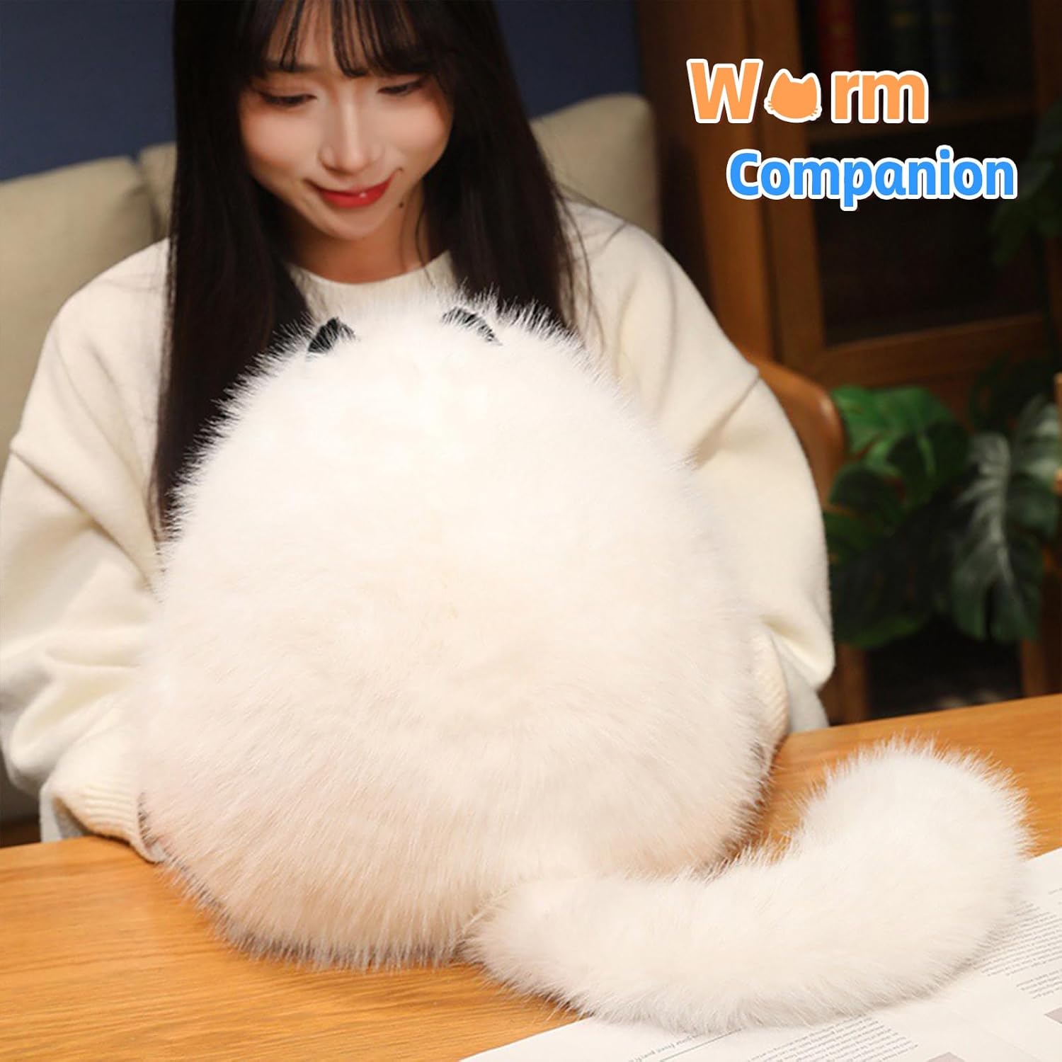 PEACH CAT Fat Cat Stuffed Animal 11.8" Big Kitten Plushies Cute Plush Toys Birthday Gifts for Kids White - Image 3